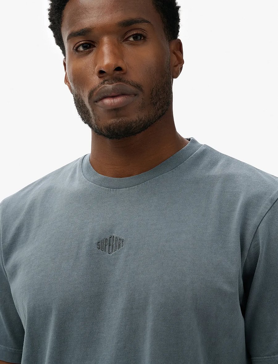 Superdry - MICRO LOGO TSHIRT - short-sleeved t-shirts - stormy weather blue - 4