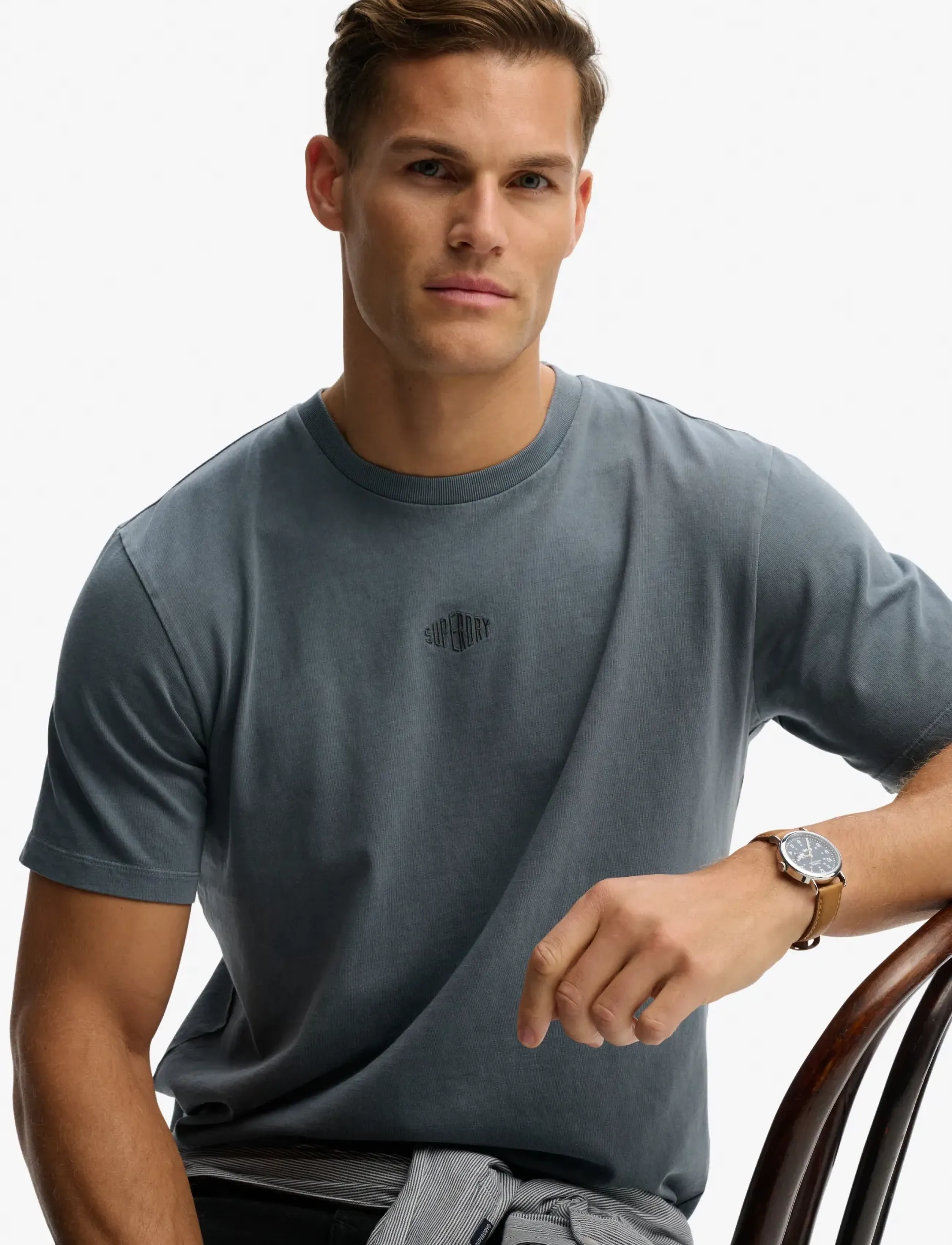 Superdry - MICRO LOGO TSHIRT - laveste priser - stormy weather blue - 5
