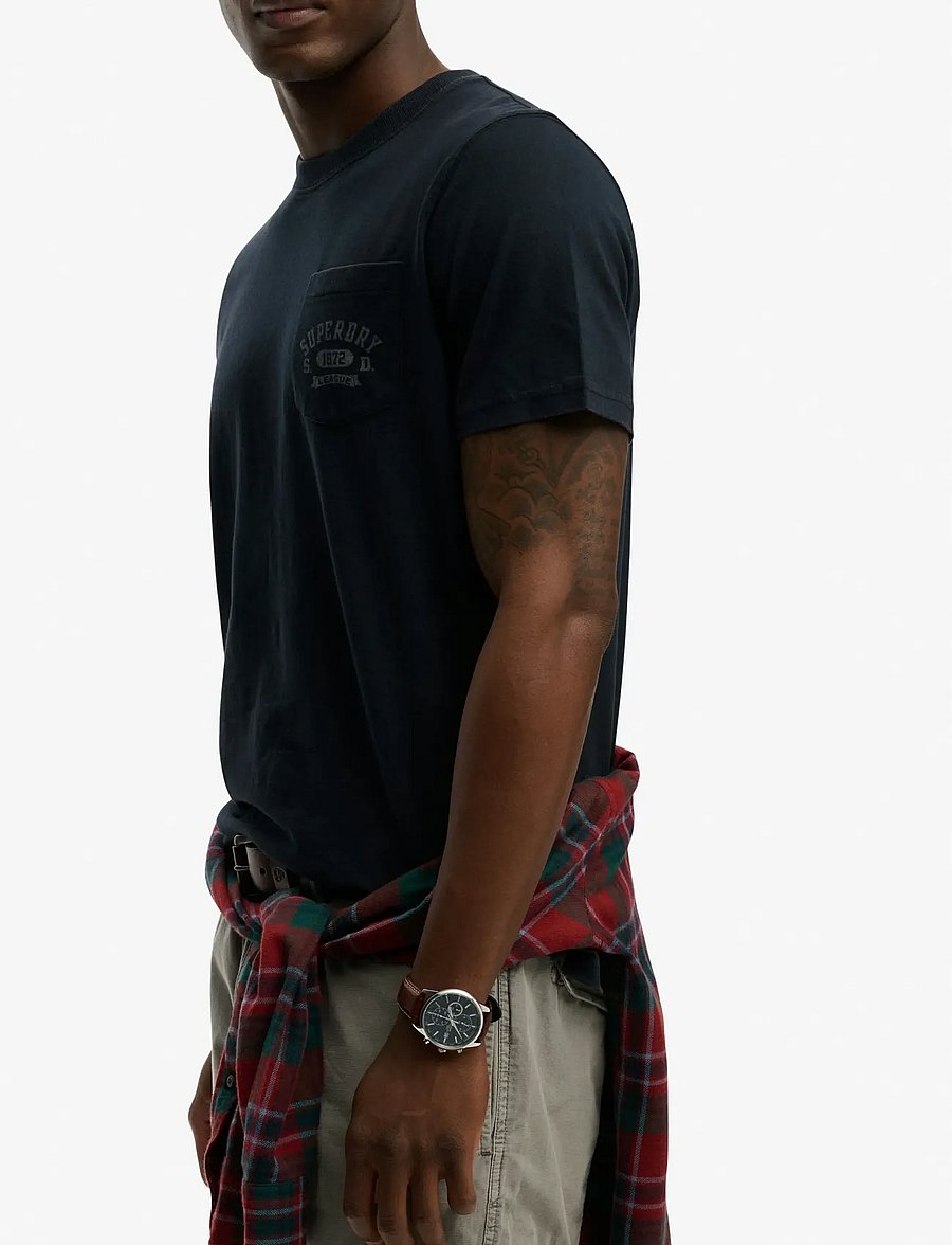 Superdry - VINTAGE PREP RELAXED PCKET TEE - kortärmade t-shirts - eclipse navy - 5