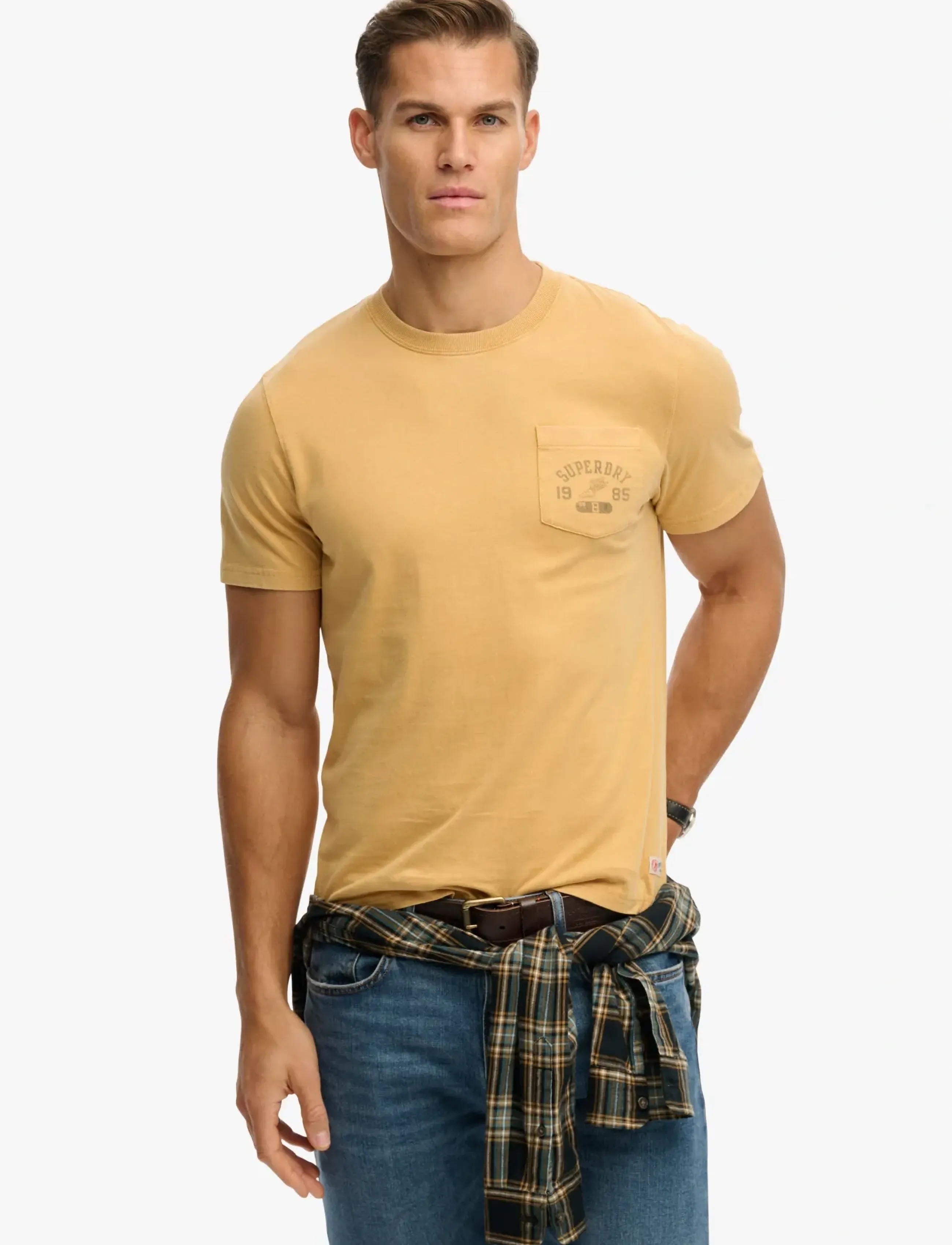 Superdry VINTAGE PREP RELAXED PCKET TEE - T-särgid - WINTER GOLD / beige