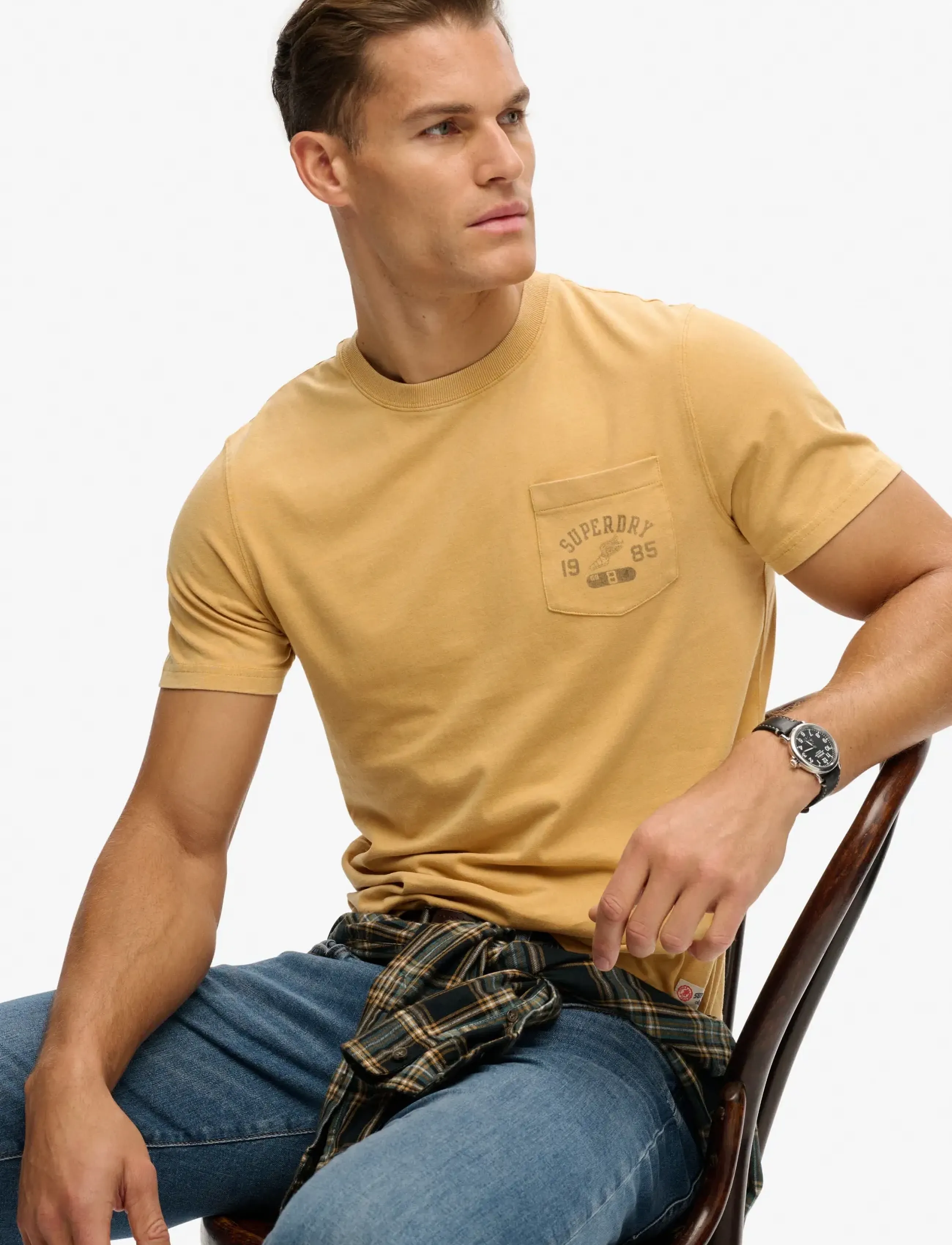 Superdry - VINTAGE PREP RELAXED PCKET TEE - kortärmade t-shirts - winter gold - 3