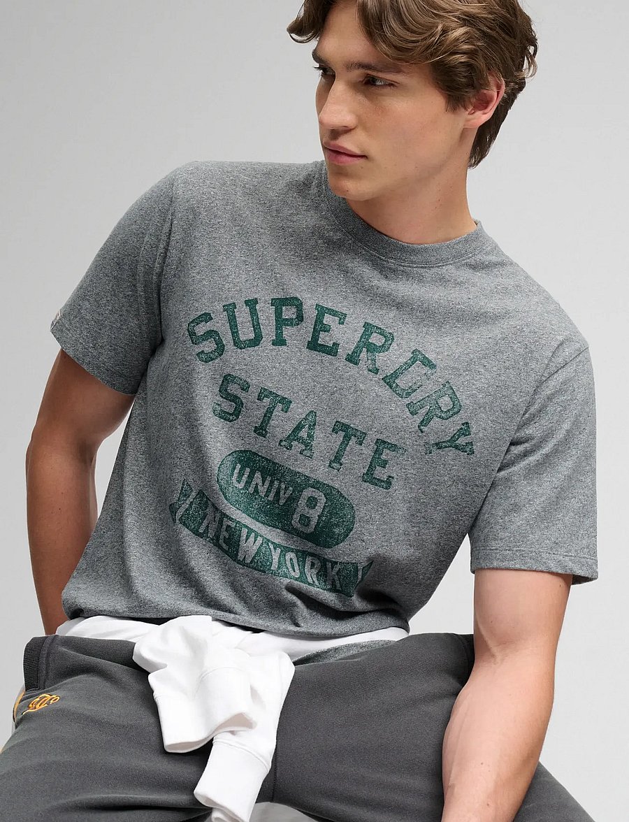 Superdry - ATH ESS TEE - kortærmede t-shirts - vintage dark grey grit - 5