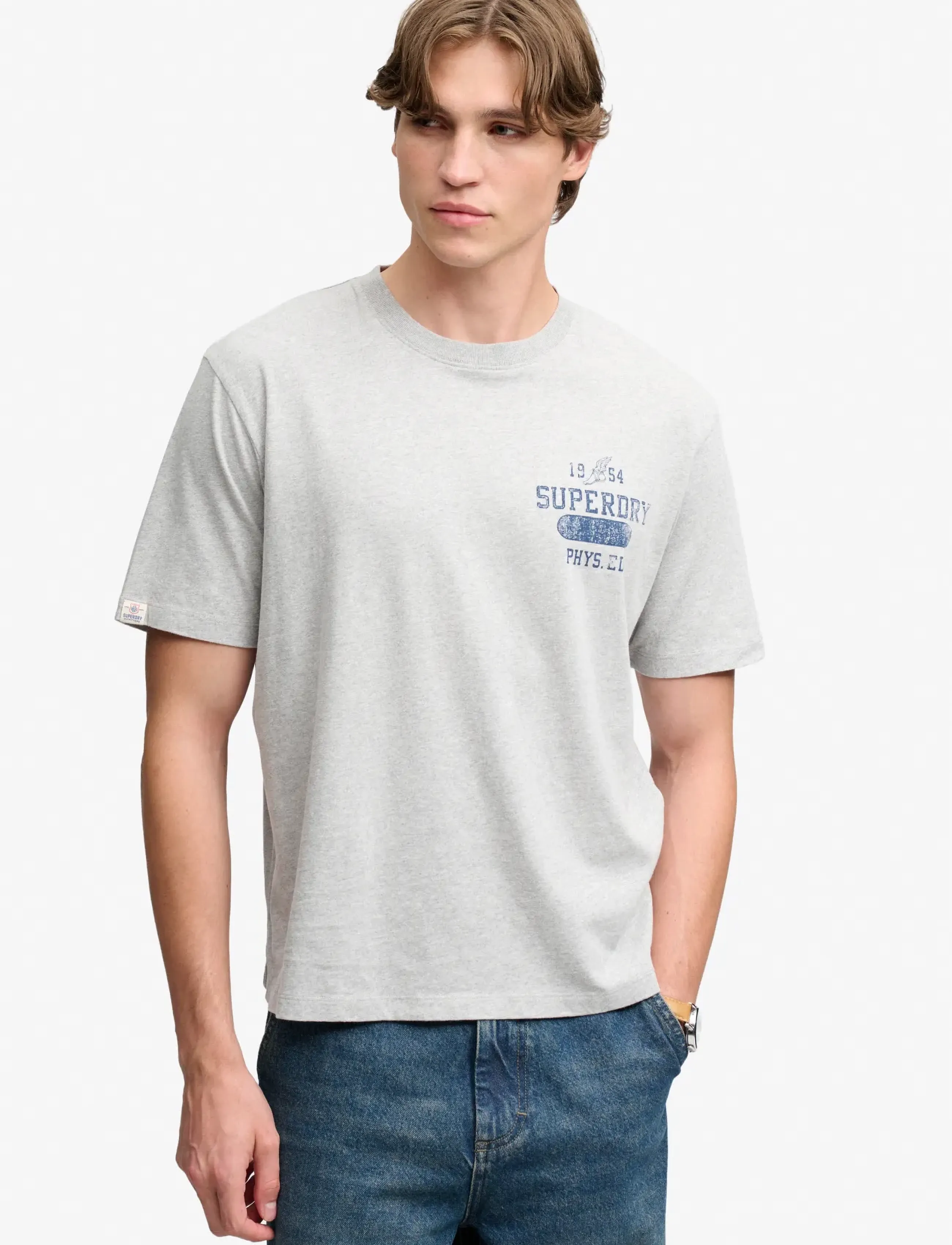 Superdry ATH ESS TEE - Superdry - VINTAGE SWEAT GREY MARL / grey