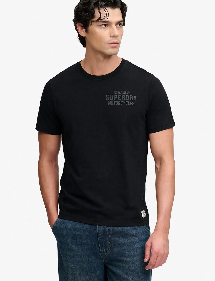 Superdry - VINTAGE BIKER TEE - kurzärmelige t-shirts - black - 0