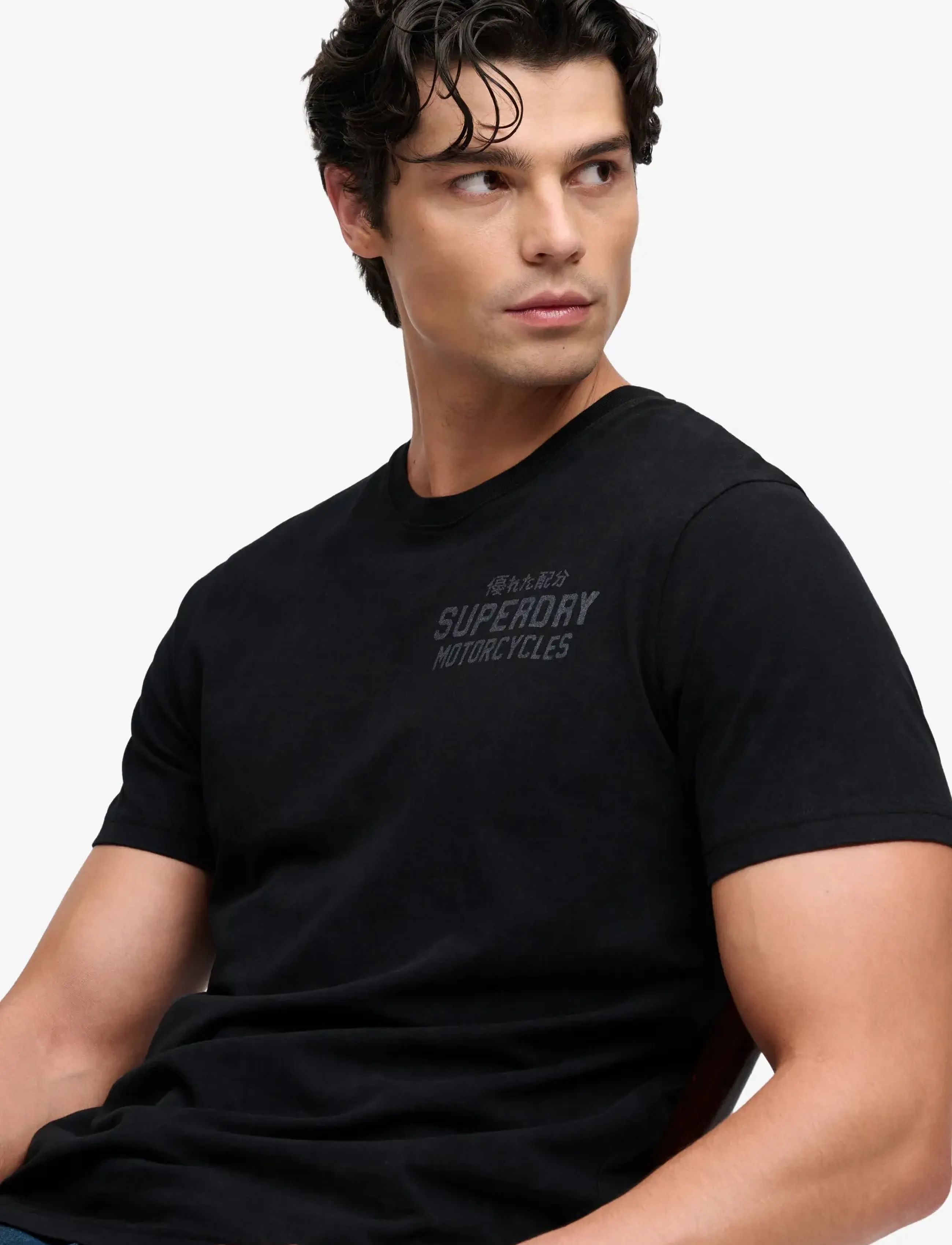 Superdry - VINTAGE BIKER TEE - kurzärmelige t-shirts - black - 4