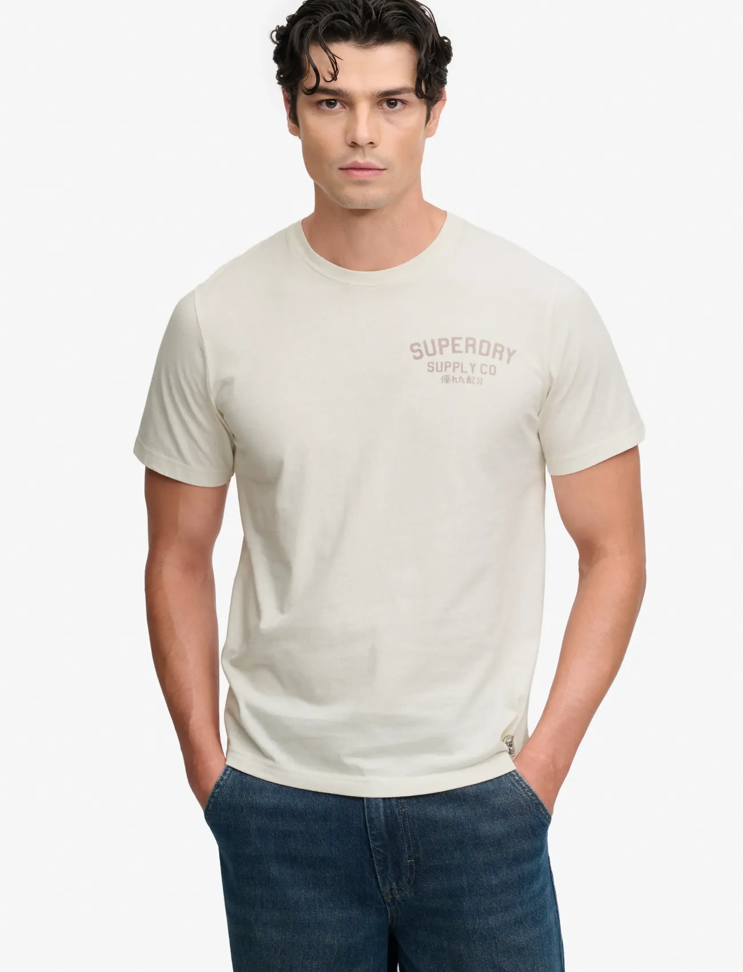 Superdry VINTAGE BIKER TEE - T-Shirts - CREAM / cream