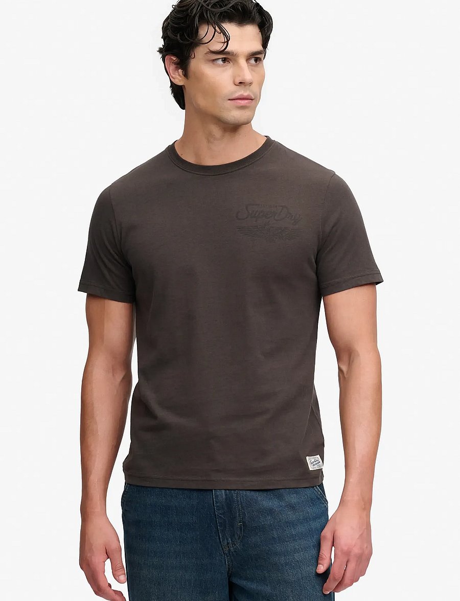 Superdry - VINTAGE BIKER TEE - kurzärmelige t-shirts - vintage black - 0