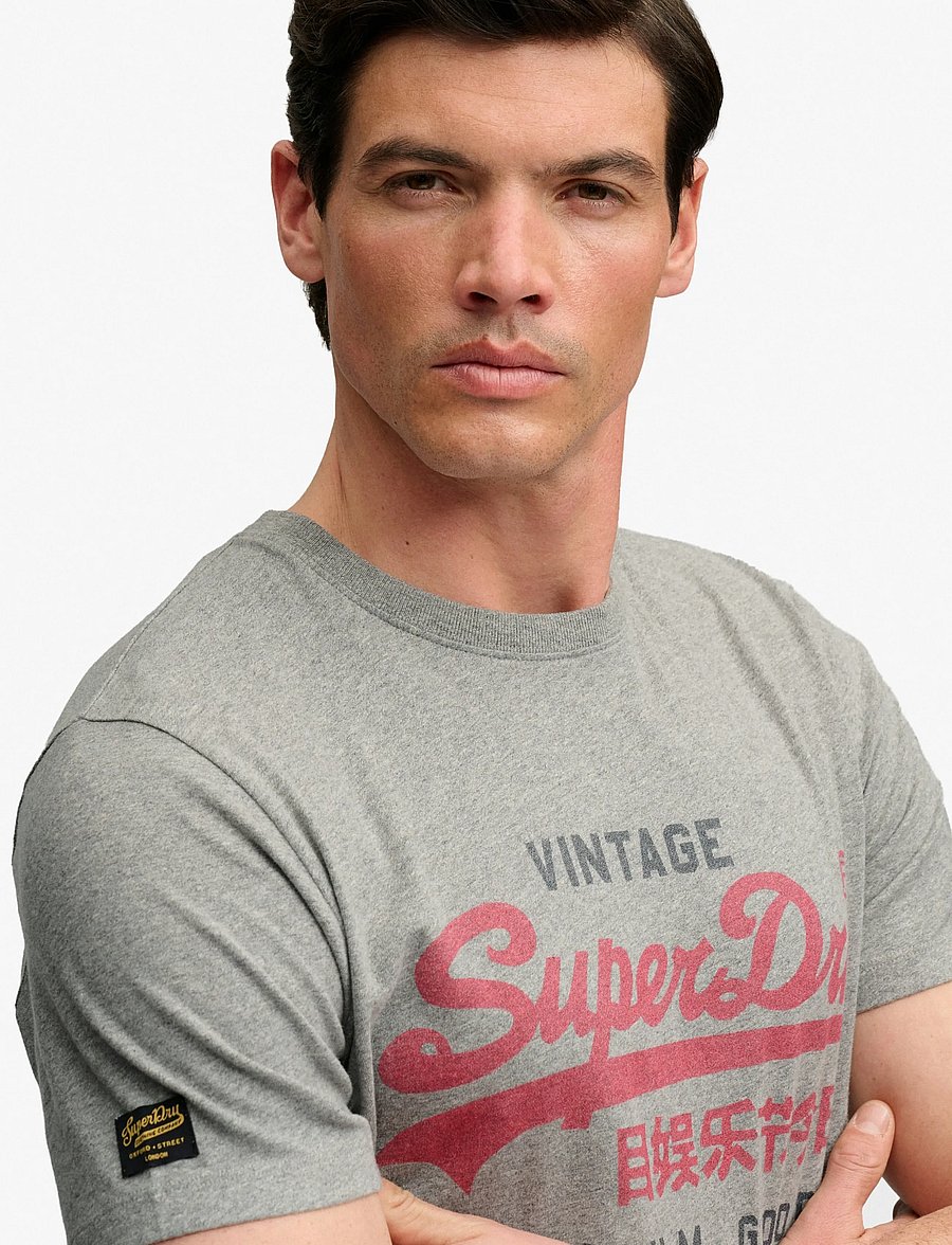 Superdry - VL HERITAGE RELAXED TEE - kurzärmelige t-shirts - dark vintage grey marl - 3