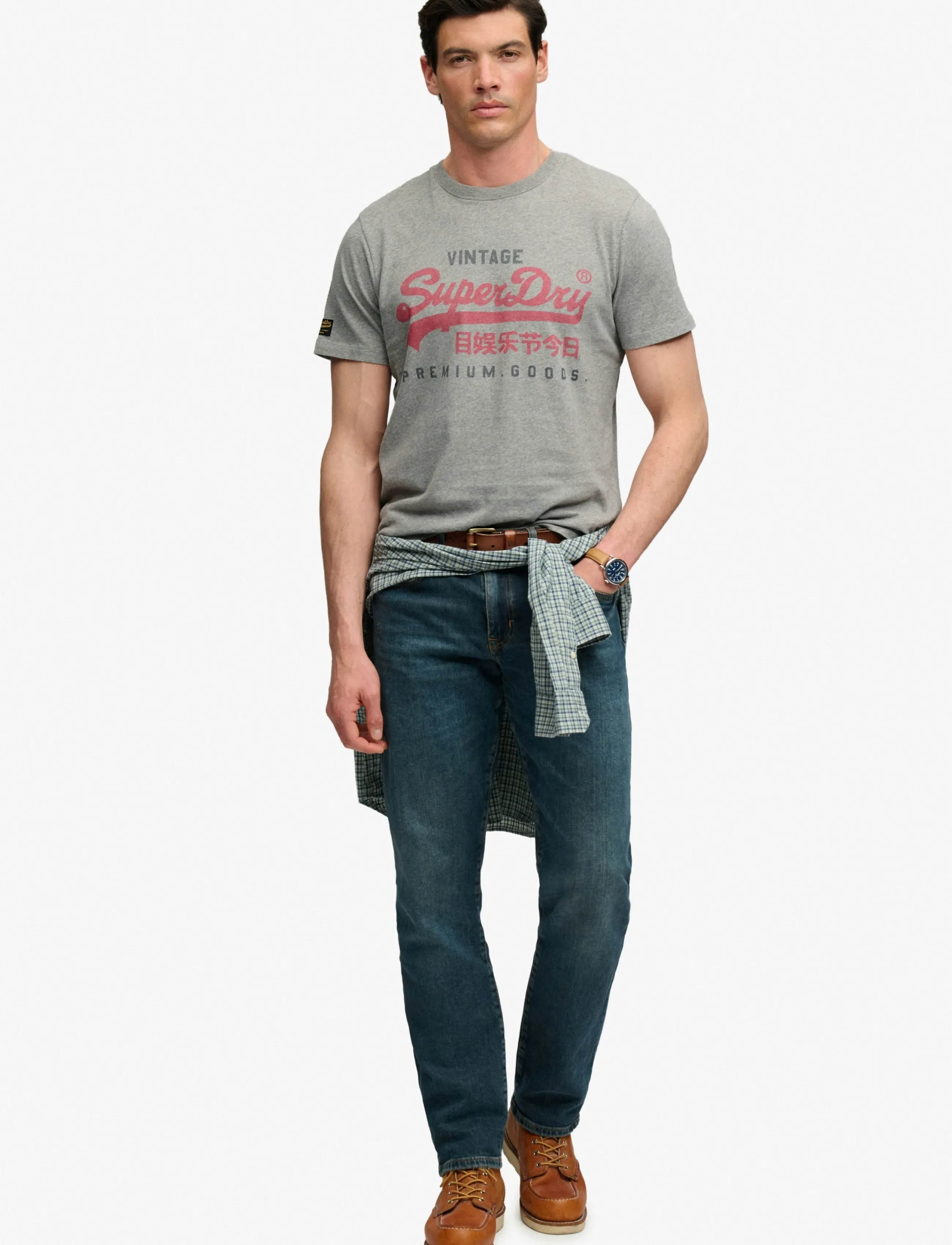 Superdry - VL HERITAGE RELAXED TEE - kurzärmelige t-shirts - dark vintage grey marl - 4