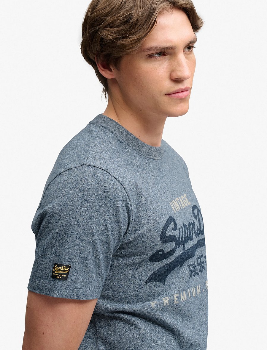 Superdry - VL HERITAGE RELAXED TEE - kortærmede t-shirts - denim blue marl - 4
