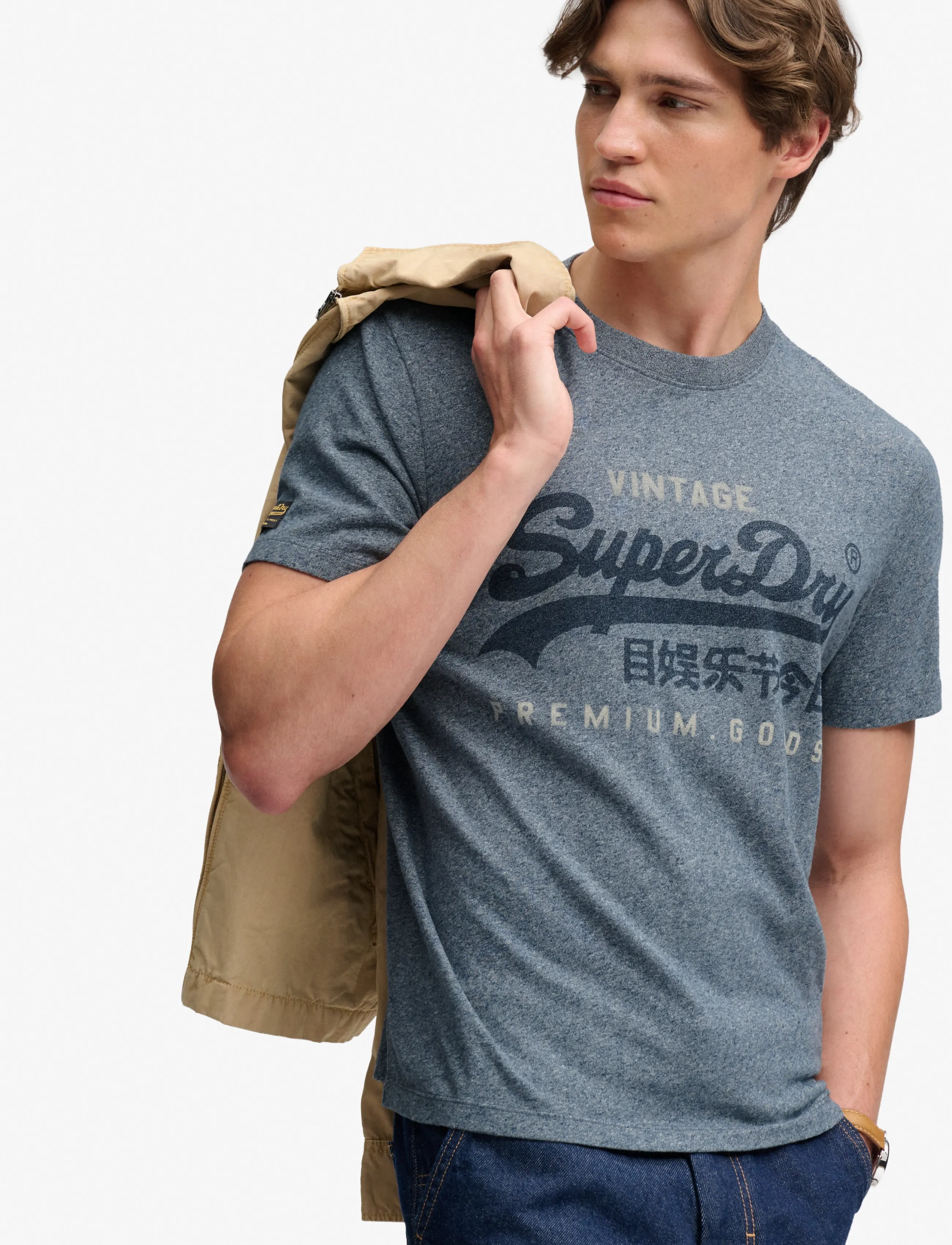 Superdry - VL HERITAGE RELAXED TEE - kortærmede t-shirts - denim blue marl - 5
