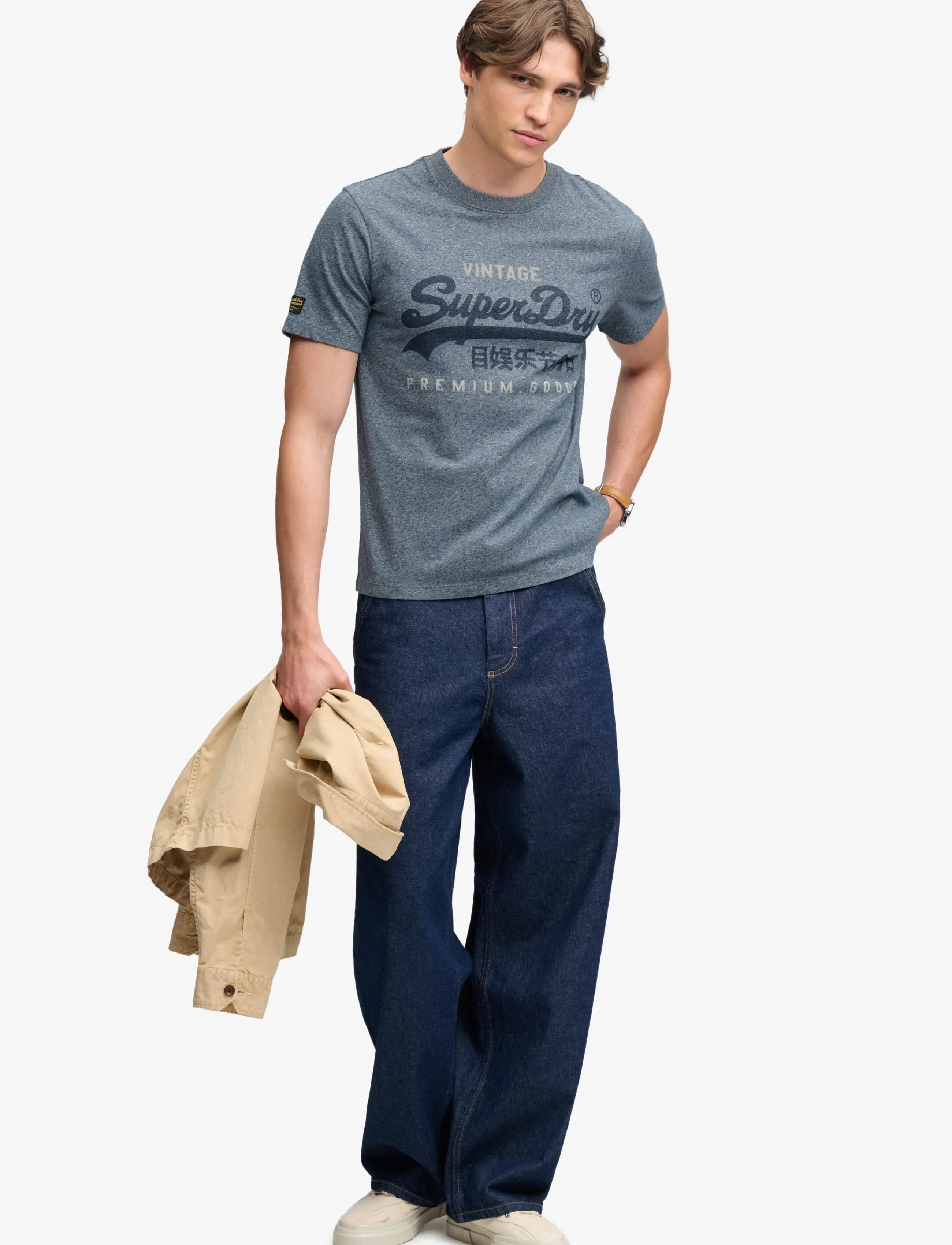 Superdry - VL HERITAGE RELAXED TEE - short-sleeved t-shirts - denim blue marl - 5