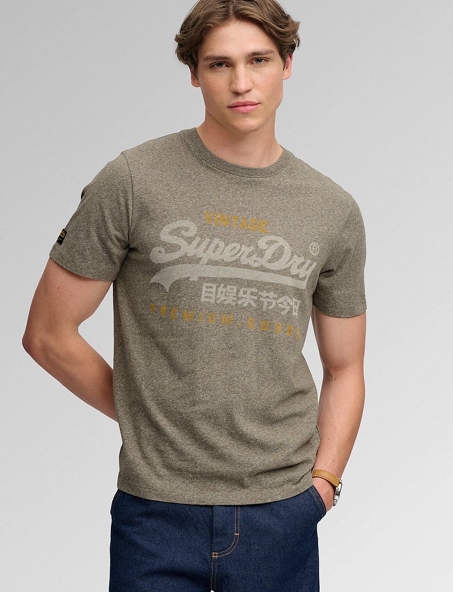 Superdry - VL HERITAGE RELAXED TEE - kurzärmelige t-shirts - olive green marl - 0