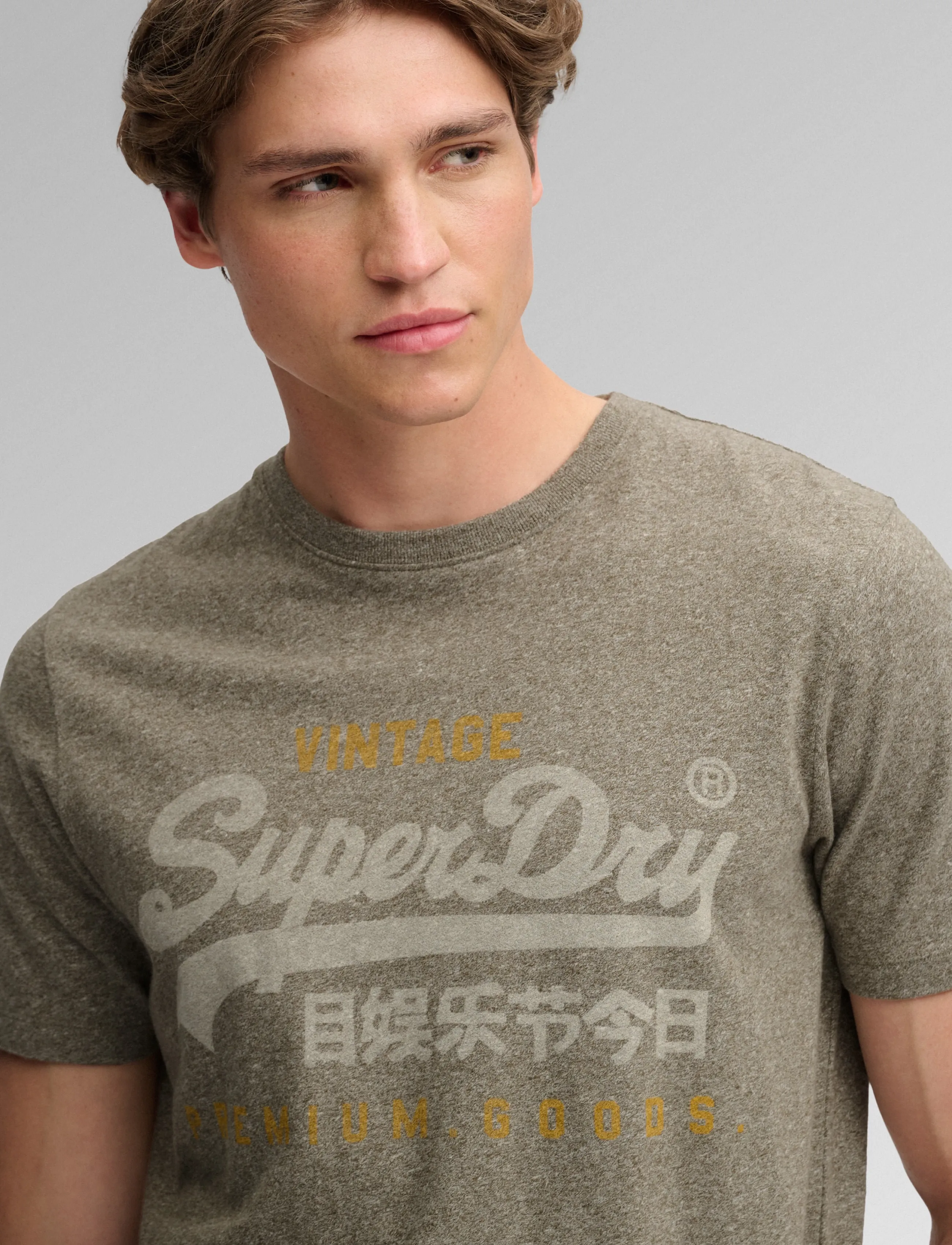 Superdry - VL HERITAGE RELAXED TEE - kurzärmelige t-shirts - olive green marl - 3