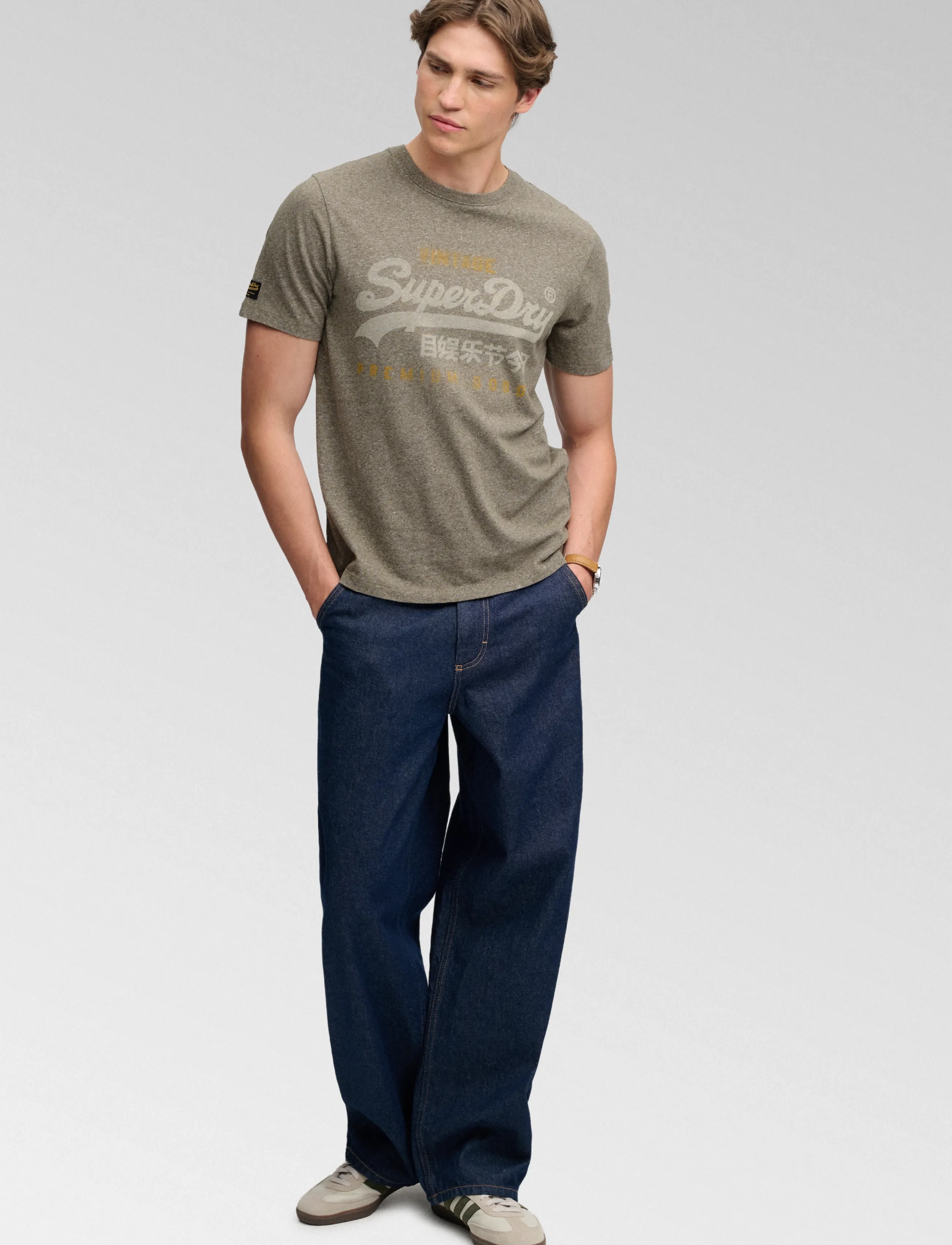 Superdry - VL HERITAGE RELAXED TEE - kurzärmelige t-shirts - olive green marl - 5