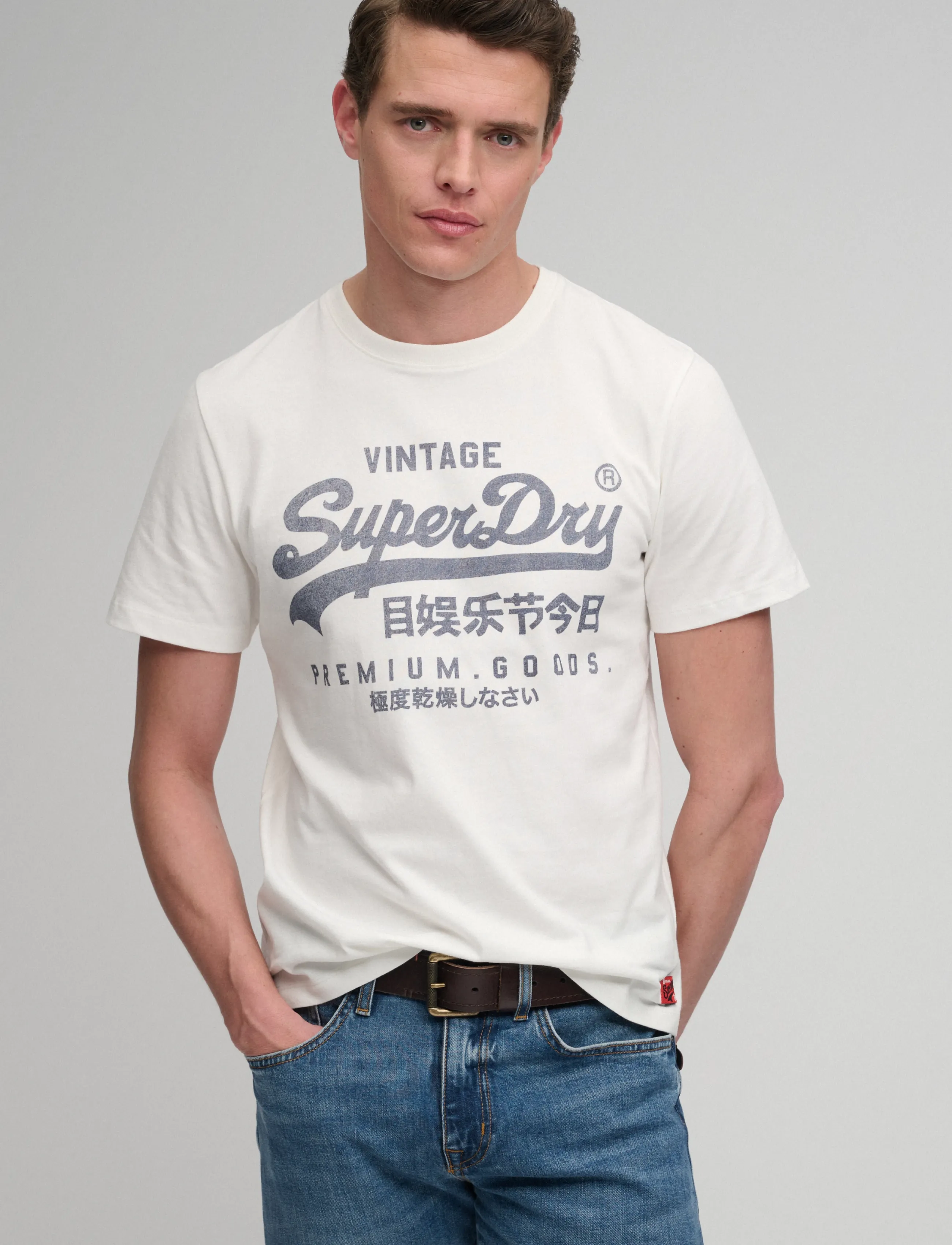 Superdry VL CLASSIC TEE - Kortærmede T-shirts - CREAM / cream