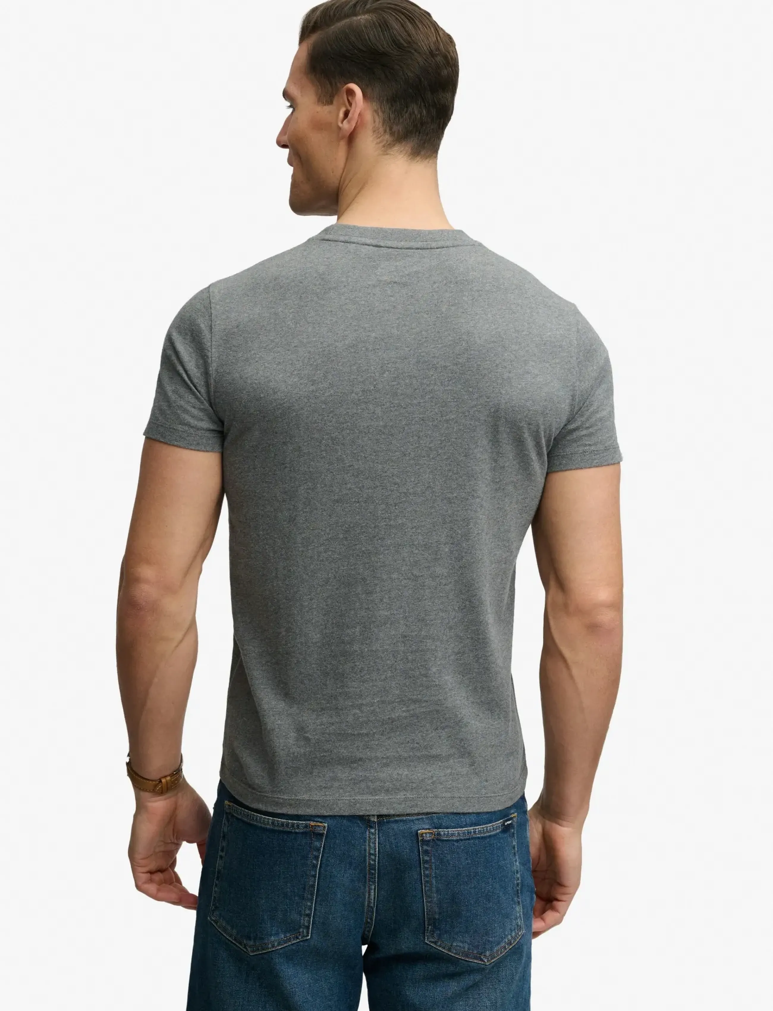 Superdry - ESSENTIAL STACKED LOGO EMB TEE - antique grey marl/stone grey - 3