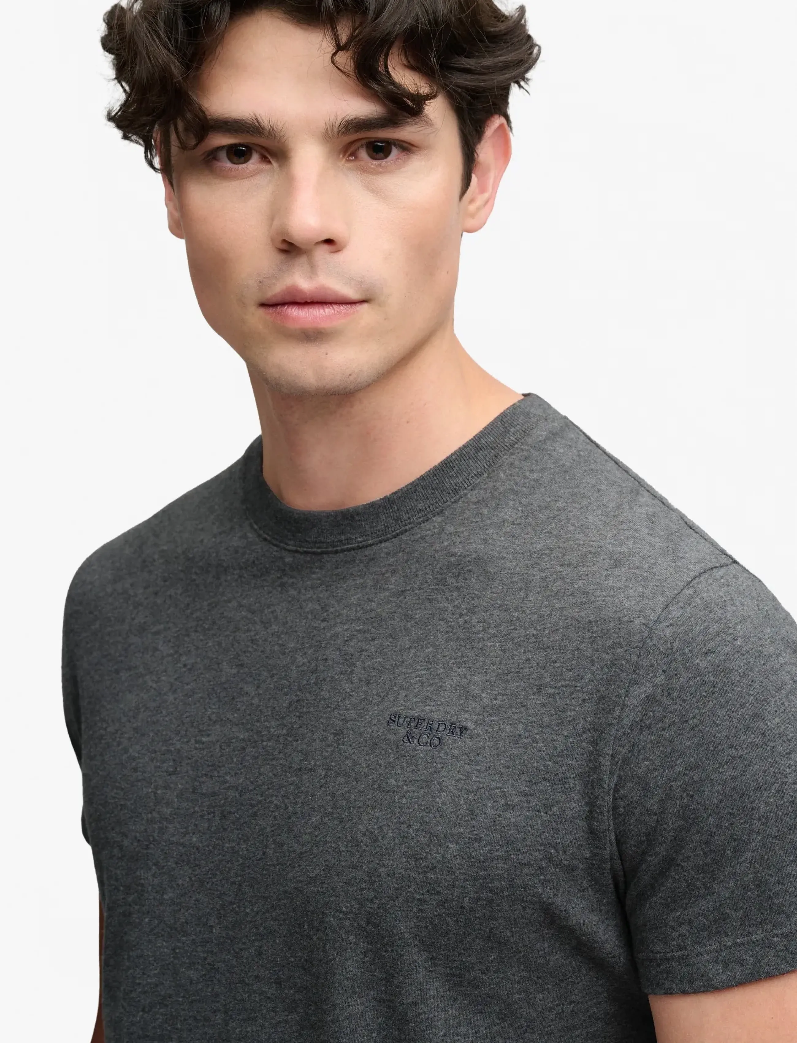 Superdry - ESSENTIAL STACKED LOGO EMB TEE - höstkläder - antique grey marl/stone grey - 3