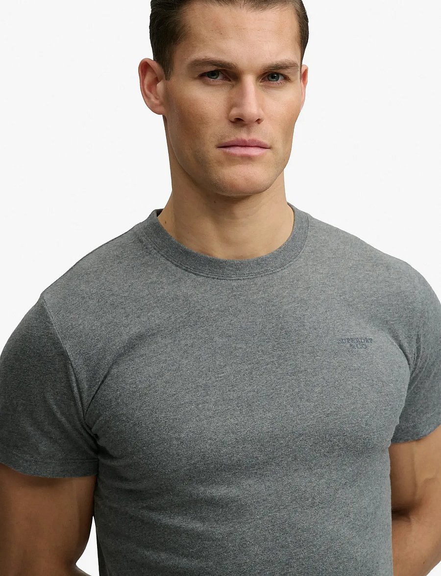 Superdry - ESSENTIAL STACKED LOGO EMB TEE - antique grey marl/stone grey - 4