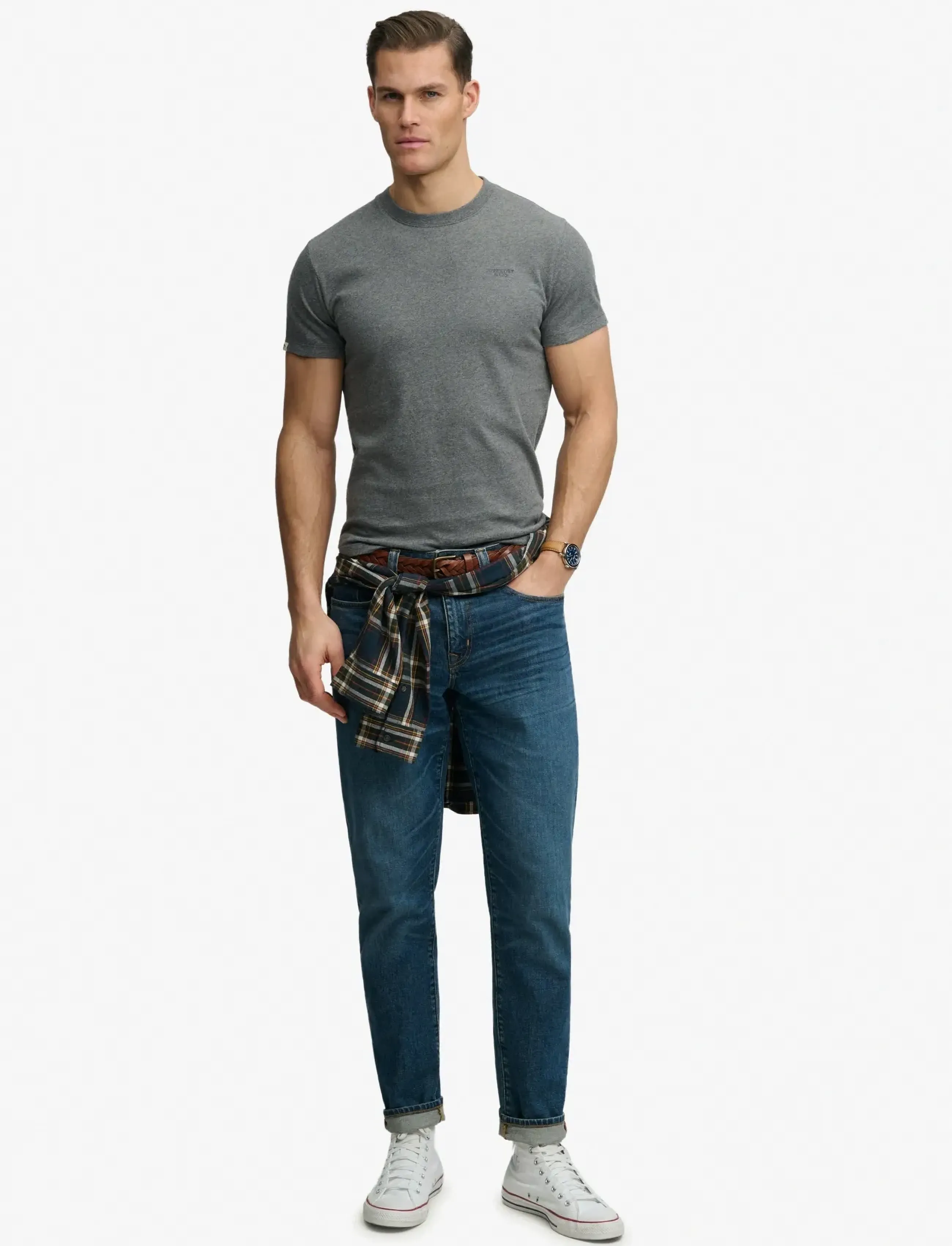 Superdry Essential Stacked Logo Emb Tee t-shirts - bas herr – bild 5