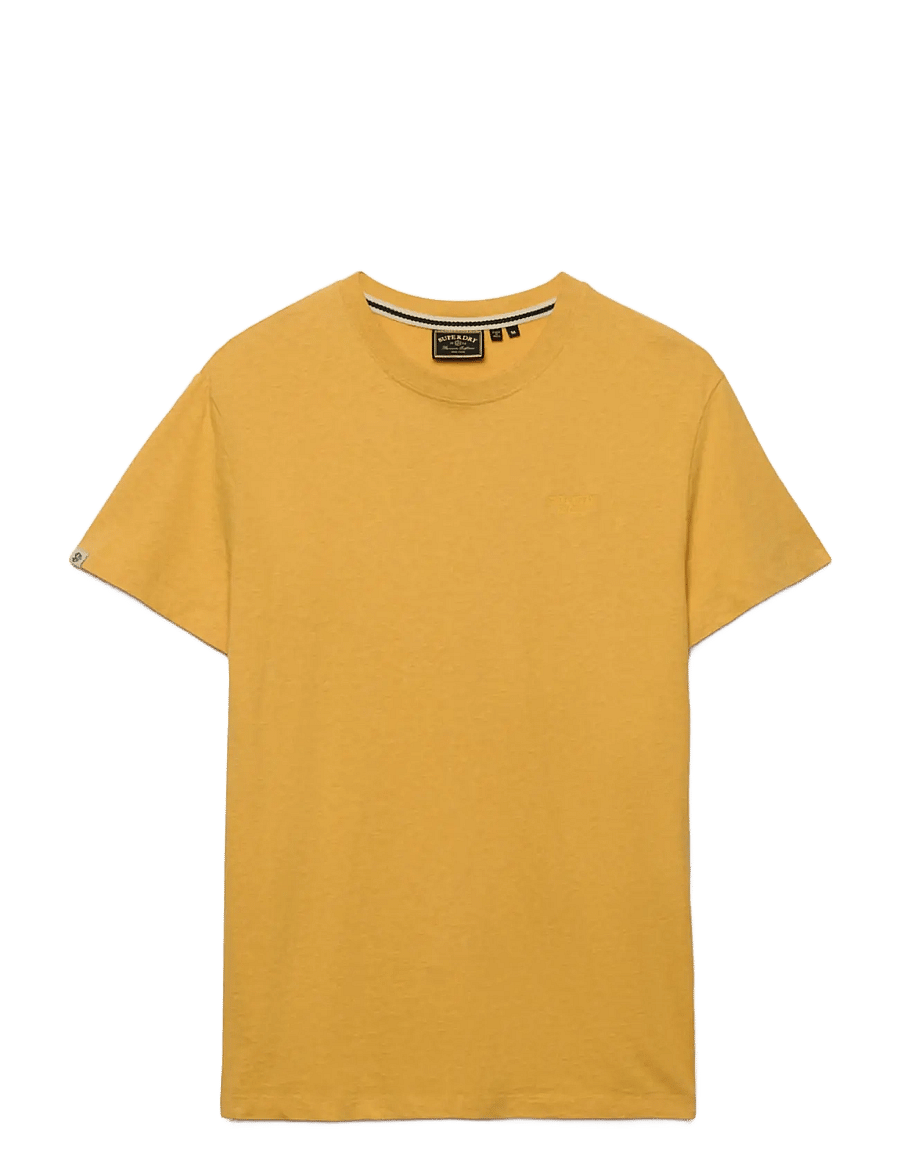Superdry - ESSENTIAL STACKED LOGO EMB TEE - ochre yellow marl/yolk yellow - 1