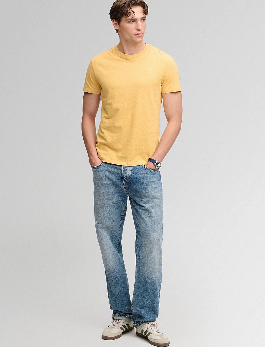 Superdry - ESSENTIAL STACKED LOGO EMB TEE - ochre yellow marl/yolk yellow - 5