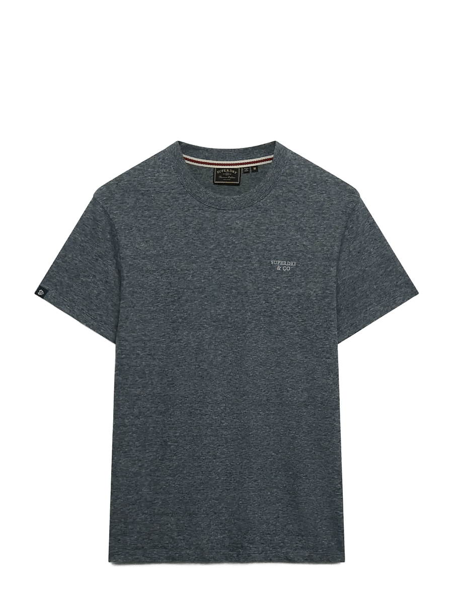 Superdry - ESSENTIAL STACKED LOGO EMB TEE - eclipse navy/grey feeder/grey - 1