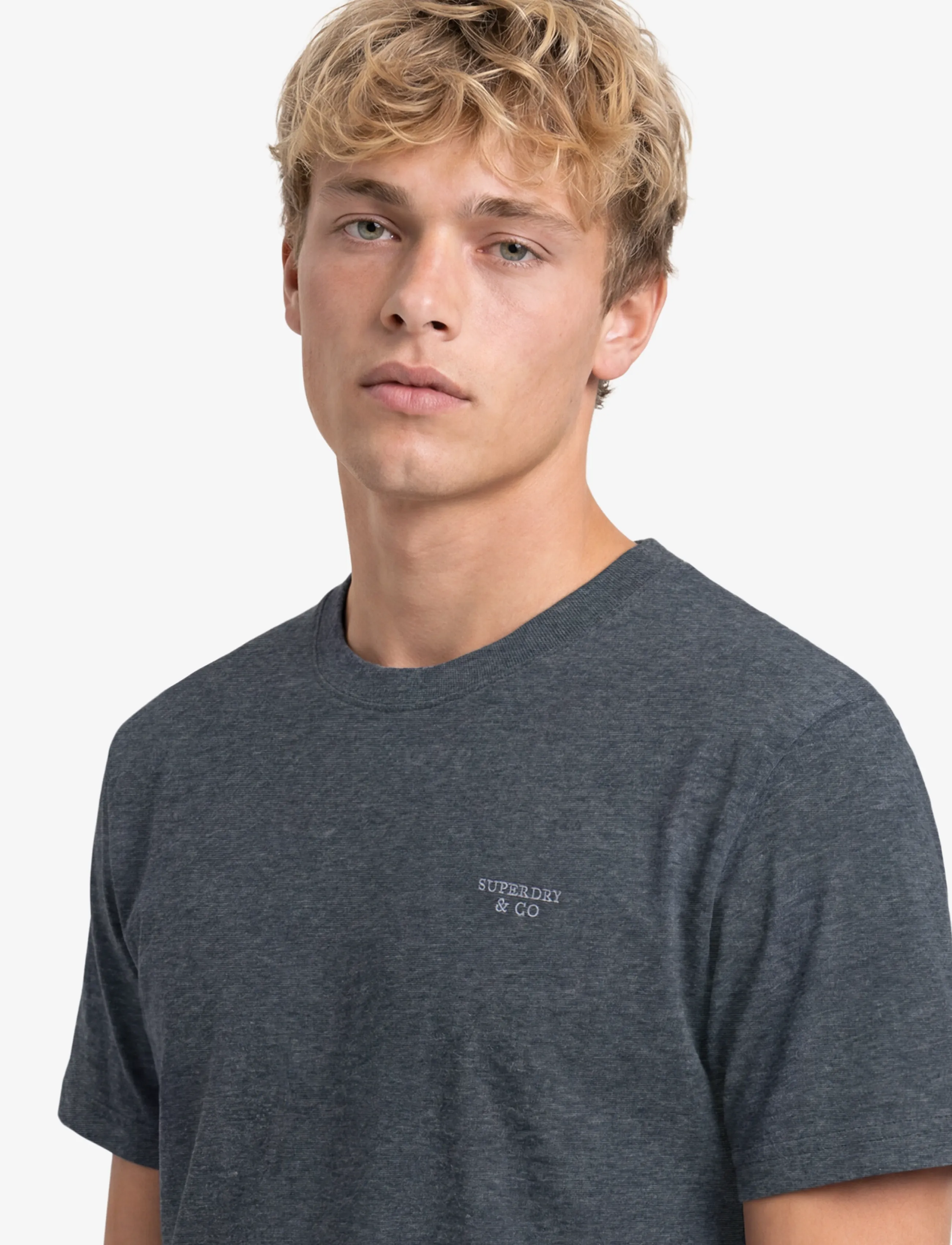 Superdry - ESSENTIAL STACKED LOGO EMB TEE - kortærmede t-shirts - eclipse navy/grey feeder/grey - 4