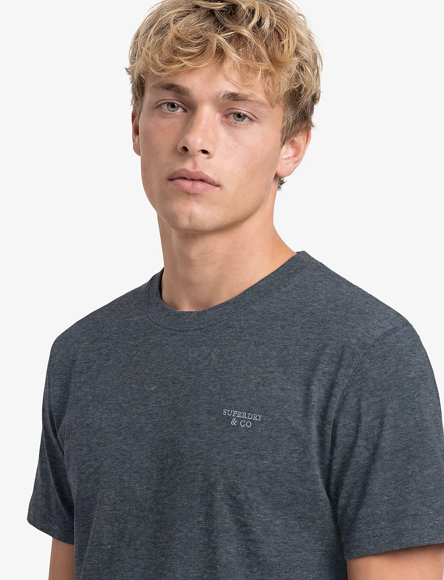 Superdry - ESSENTIAL STACKED LOGO EMB TEE - kortærmede t-shirts - eclipse navy/grey feeder/grey - 4
