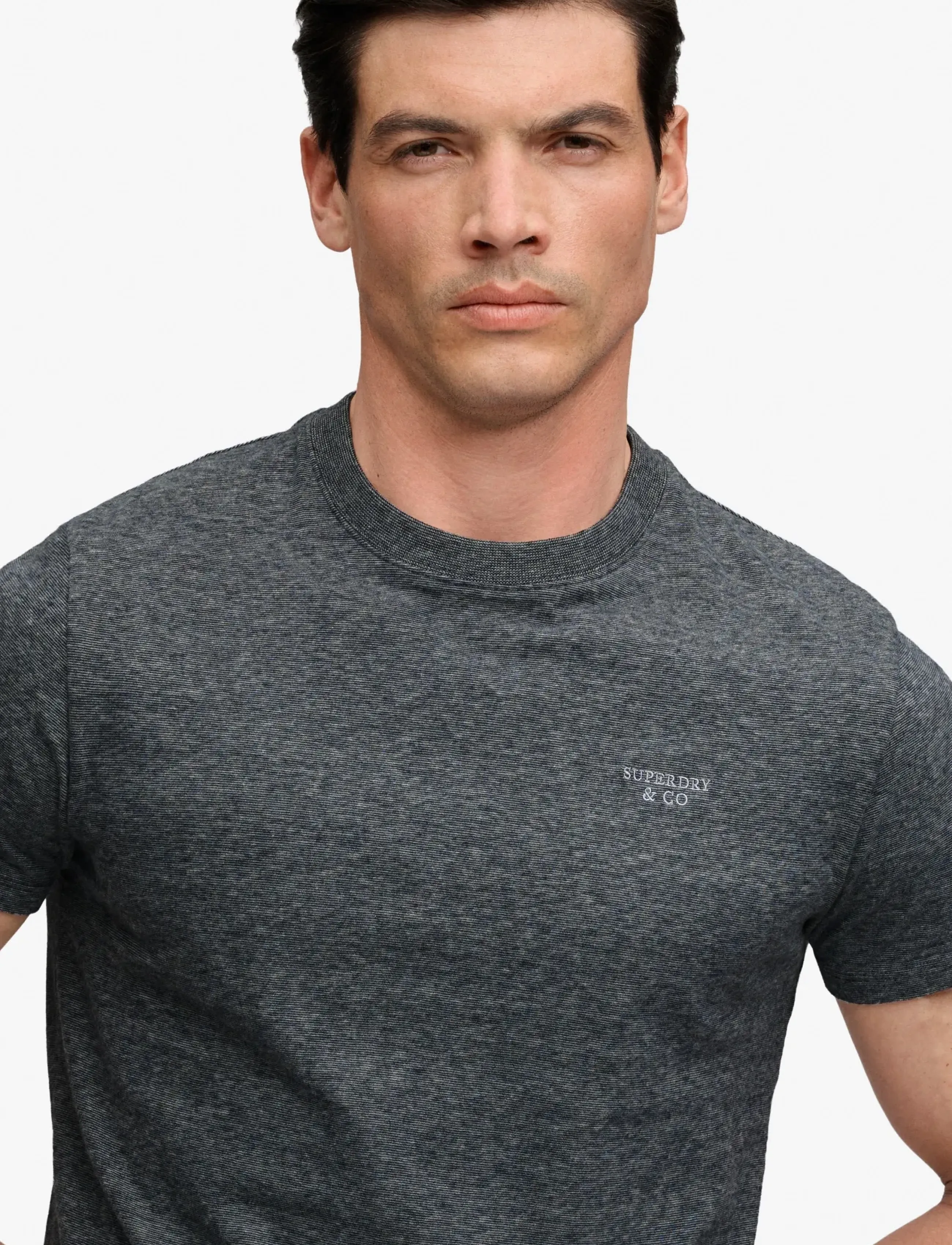 Superdry - ESSENTIAL STACKED LOGO EMB TEE - eclipse navy/grey feeder/grey - 4