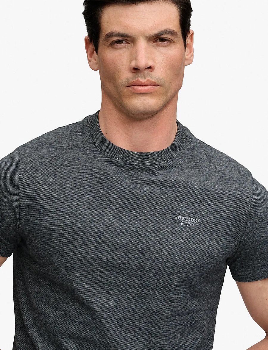 Superdry - ESSENTIAL STACKED LOGO EMB TEE - eclipse navy/grey feeder/grey - 4