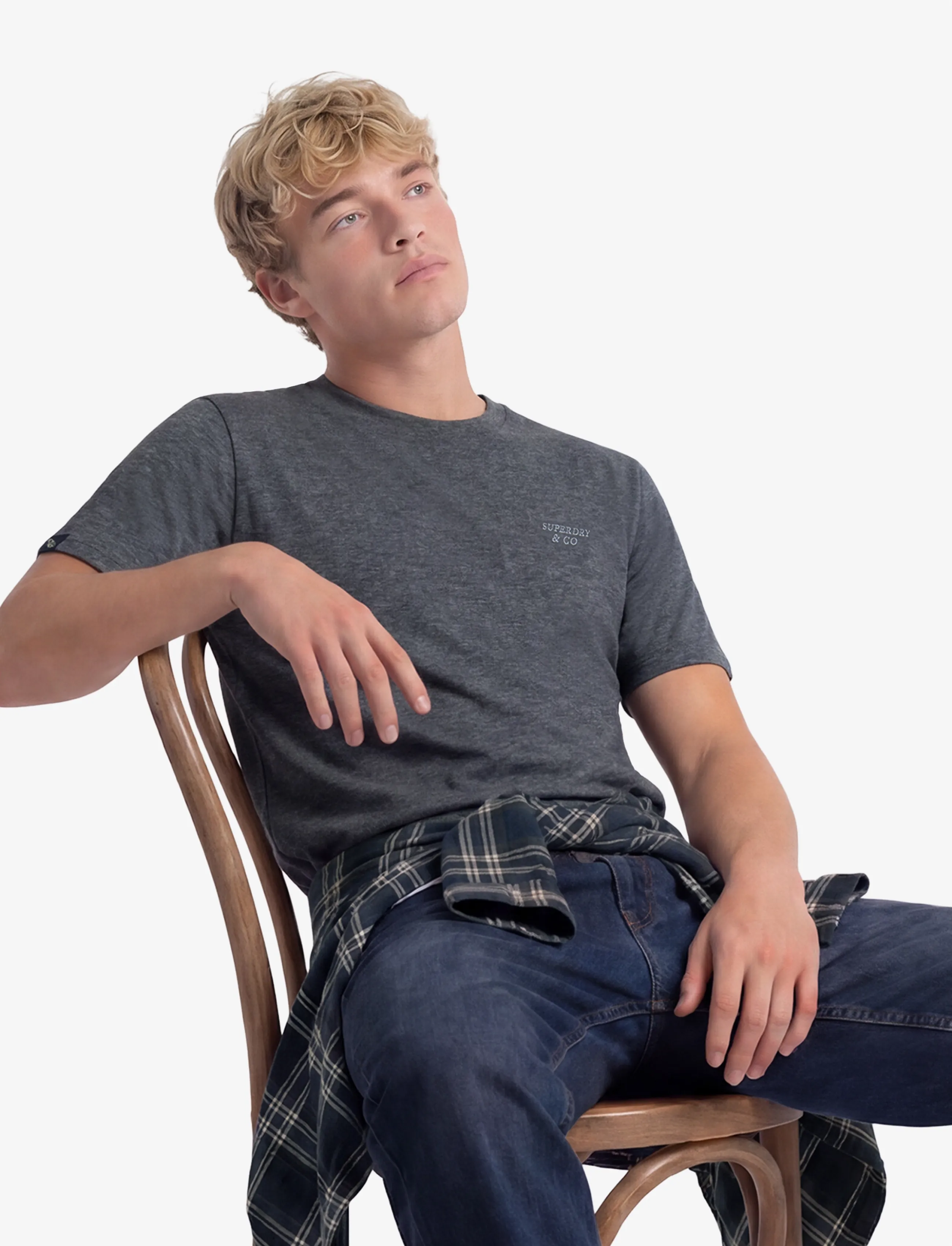 Superdry - ESSENTIAL STACKED LOGO EMB TEE - kortærmede t-shirts - eclipse navy/grey feeder/grey - 5