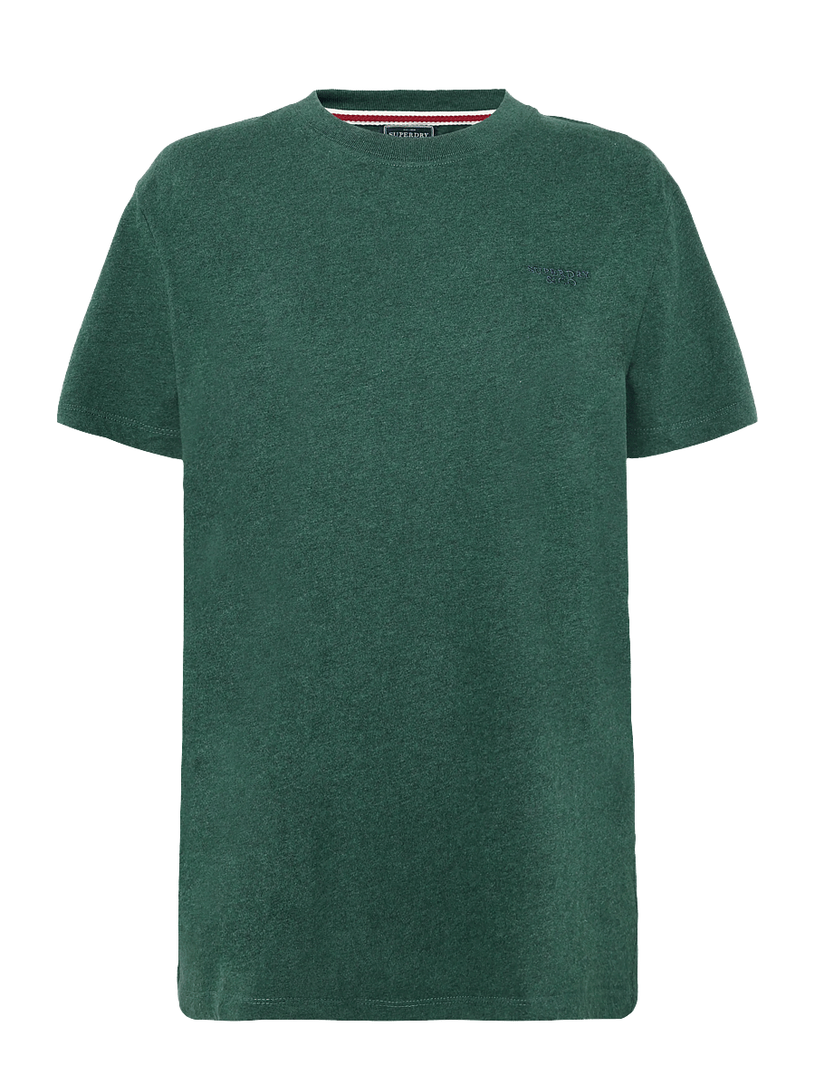 Superdry - ESSENTIAL STACKED LOGO EMB TEE - kurzärmelige t-shirts - pitch green marl/pure navy - 1