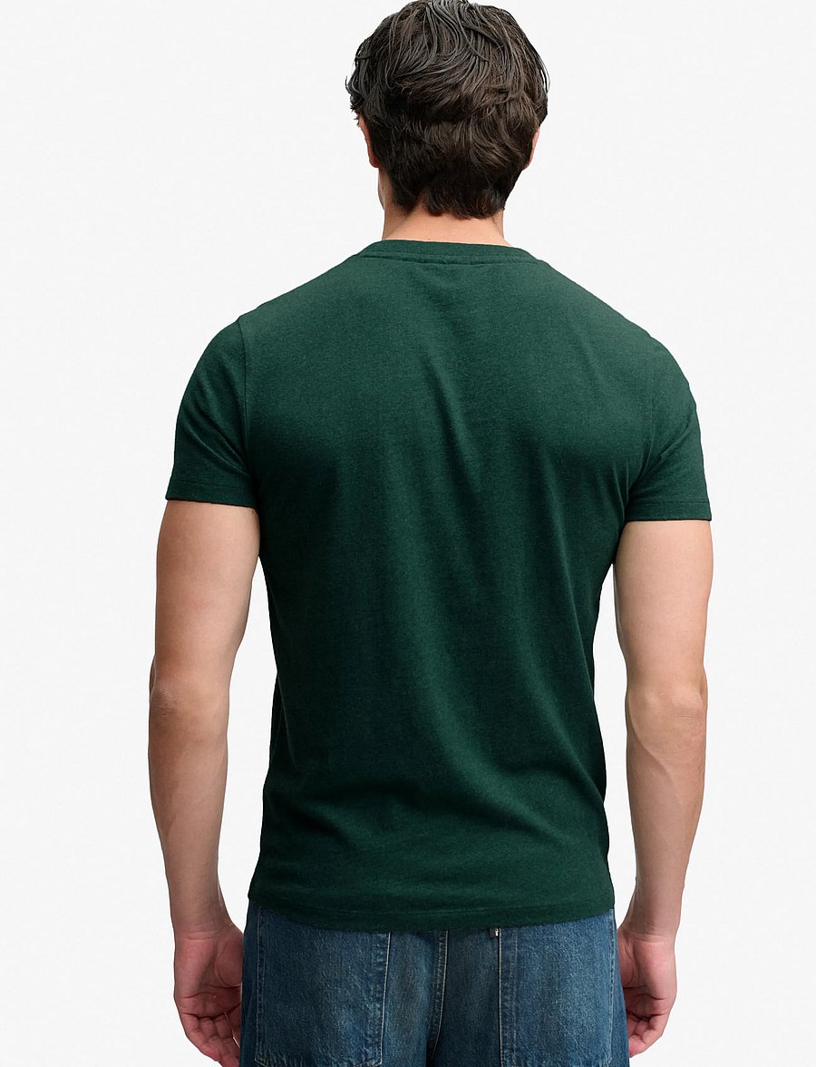 Superdry - ESSENTIAL STACKED LOGO EMB TEE - pitch green marl/pure navy - 2