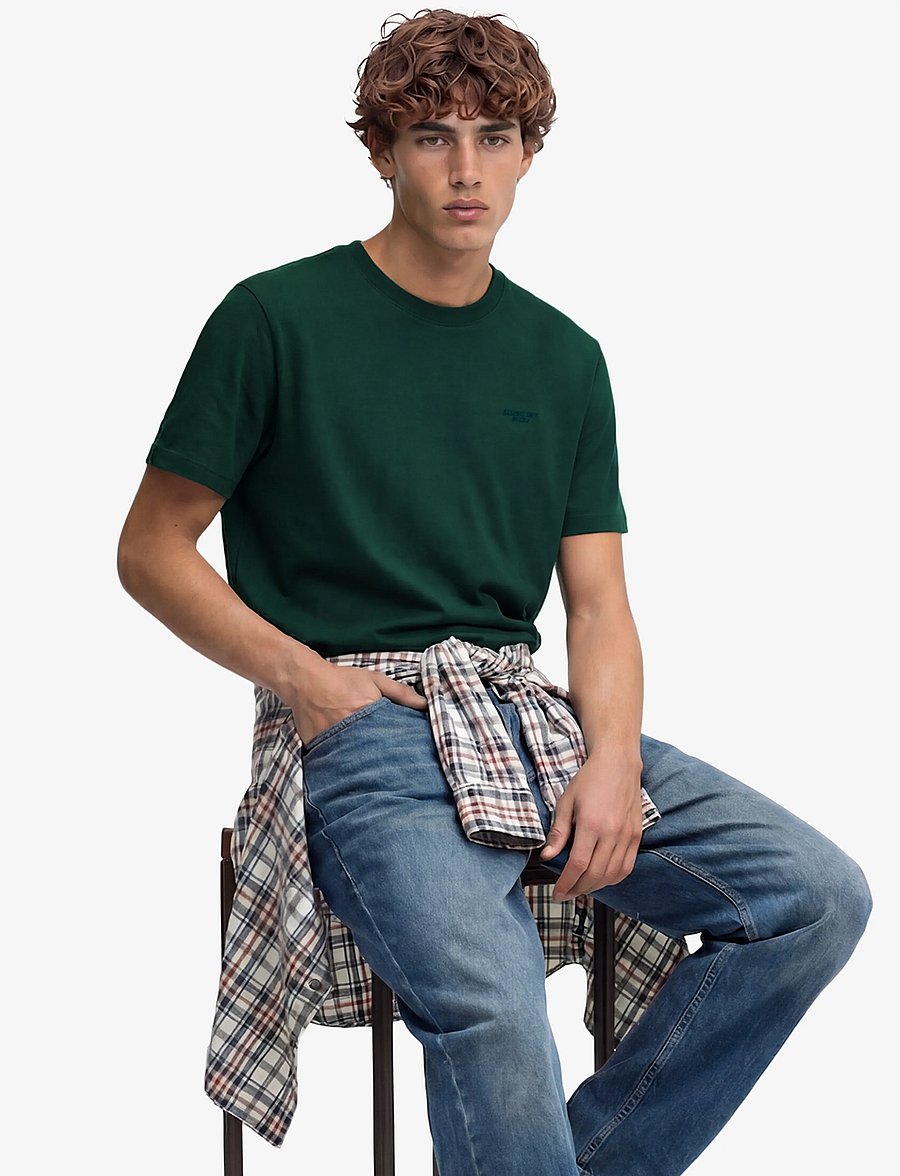 Superdry - ESSENTIAL STACKED LOGO EMB TEE - pitch green marl/pure navy - 4