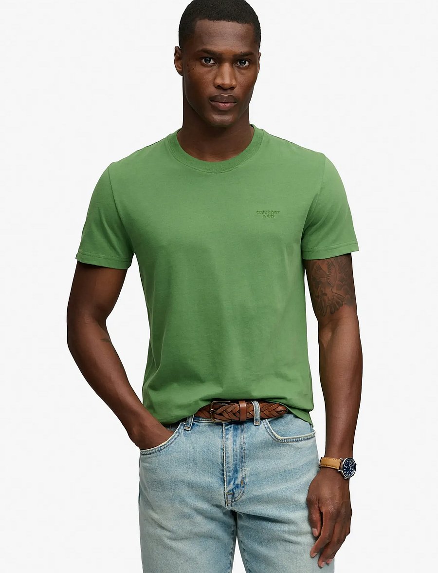 Superdry - ESSENTIAL STACKED LOGO EMB TEE - artichoke green/fern green - 0