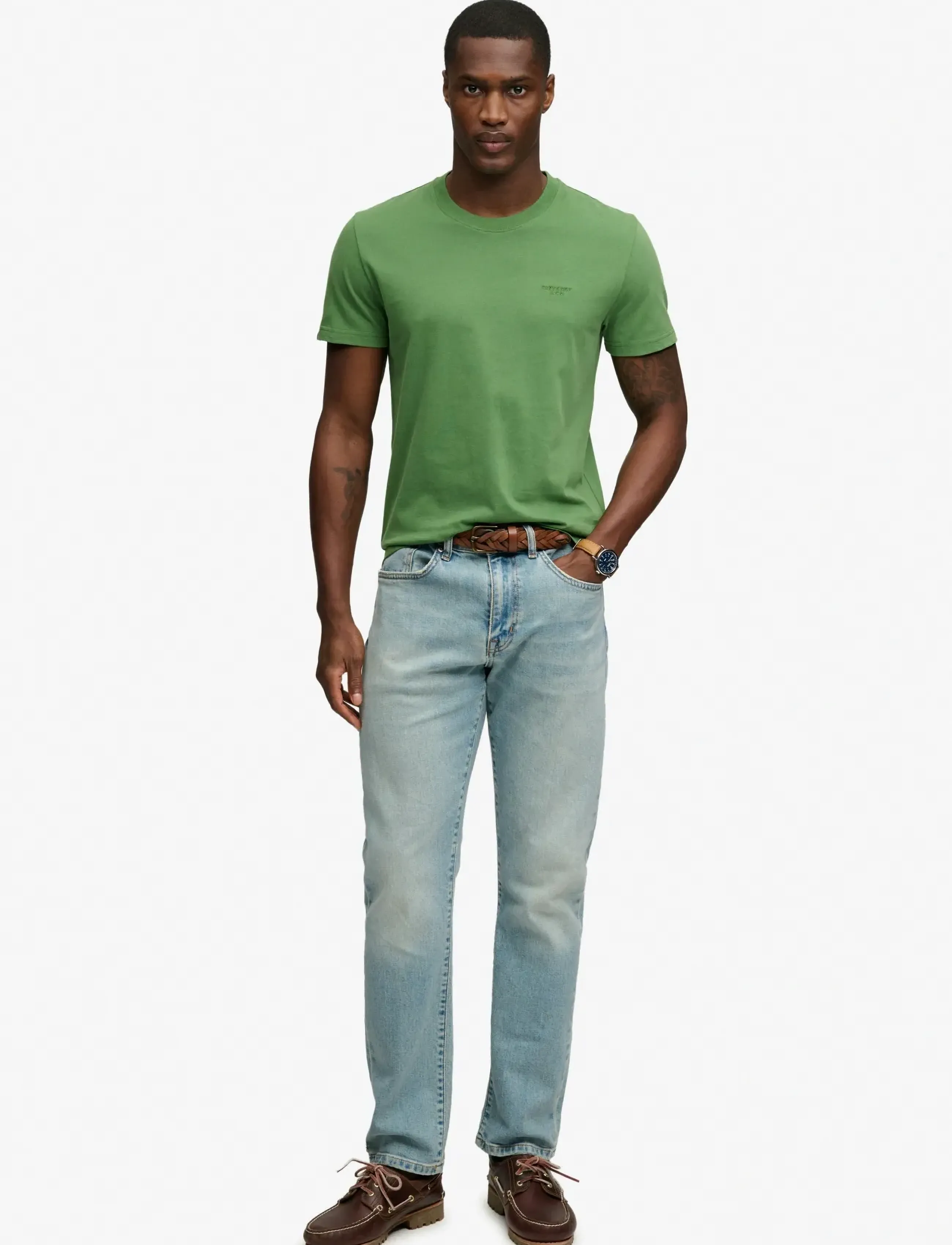 Superdry - ESSENTIAL STACKED LOGO EMB TEE - artichoke green/fern green - 5