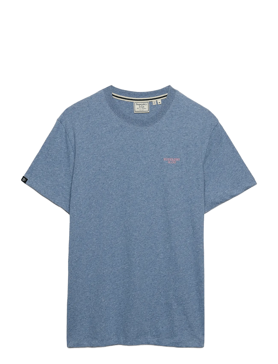 Superdry - ESSENTIAL STACKED LOGO EMB TEE - kortærmede t-shirts - bay blue marl/pink - 1