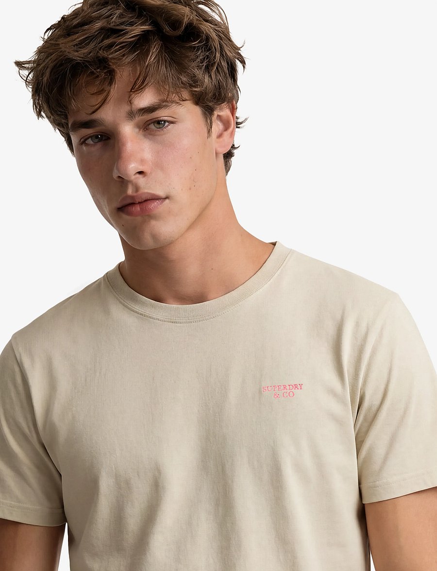 Superdry - ESSENTIAL STACKED LOGO EMB TEE - birch/neon pink - 3