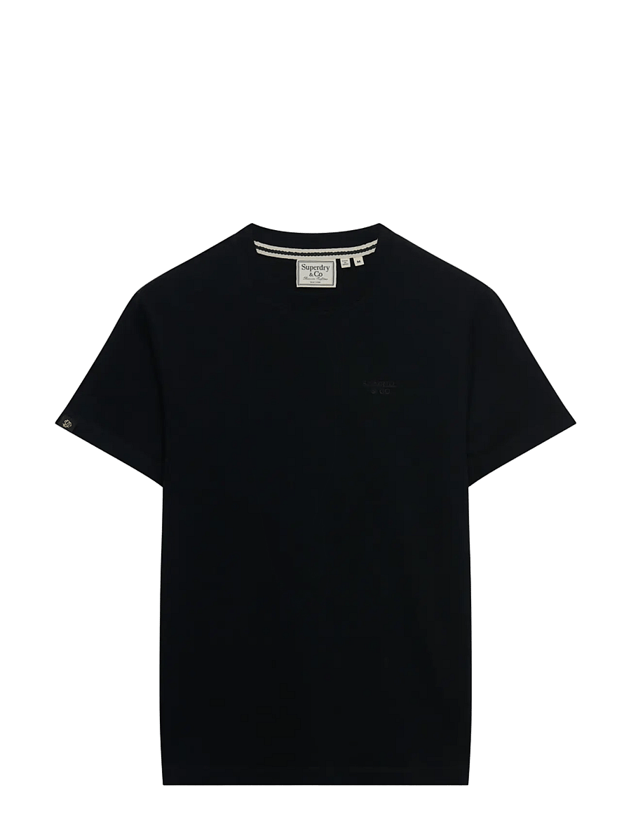 Superdry - ESSENTIAL STACKED LOGO EMB TEE - kurzärmelige t-shirts - black/black - 1