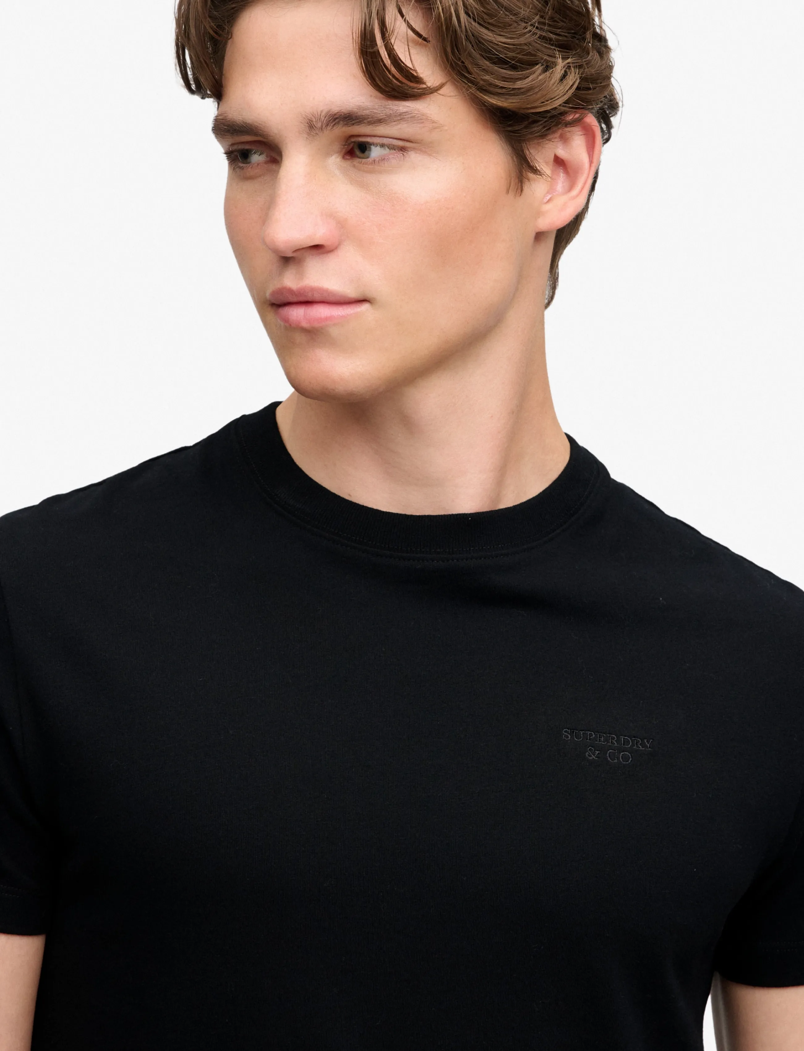 Superdry - ESSENTIAL STACKED LOGO EMB TEE - kurzärmelige t-shirts - black/black - 2