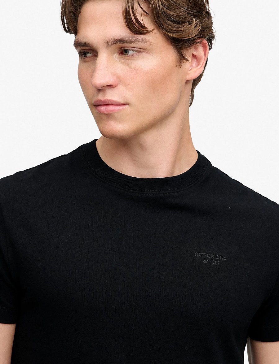 Superdry - ESSENTIAL STACKED LOGO EMB TEE - kurzärmelige t-shirts - black/black - 2