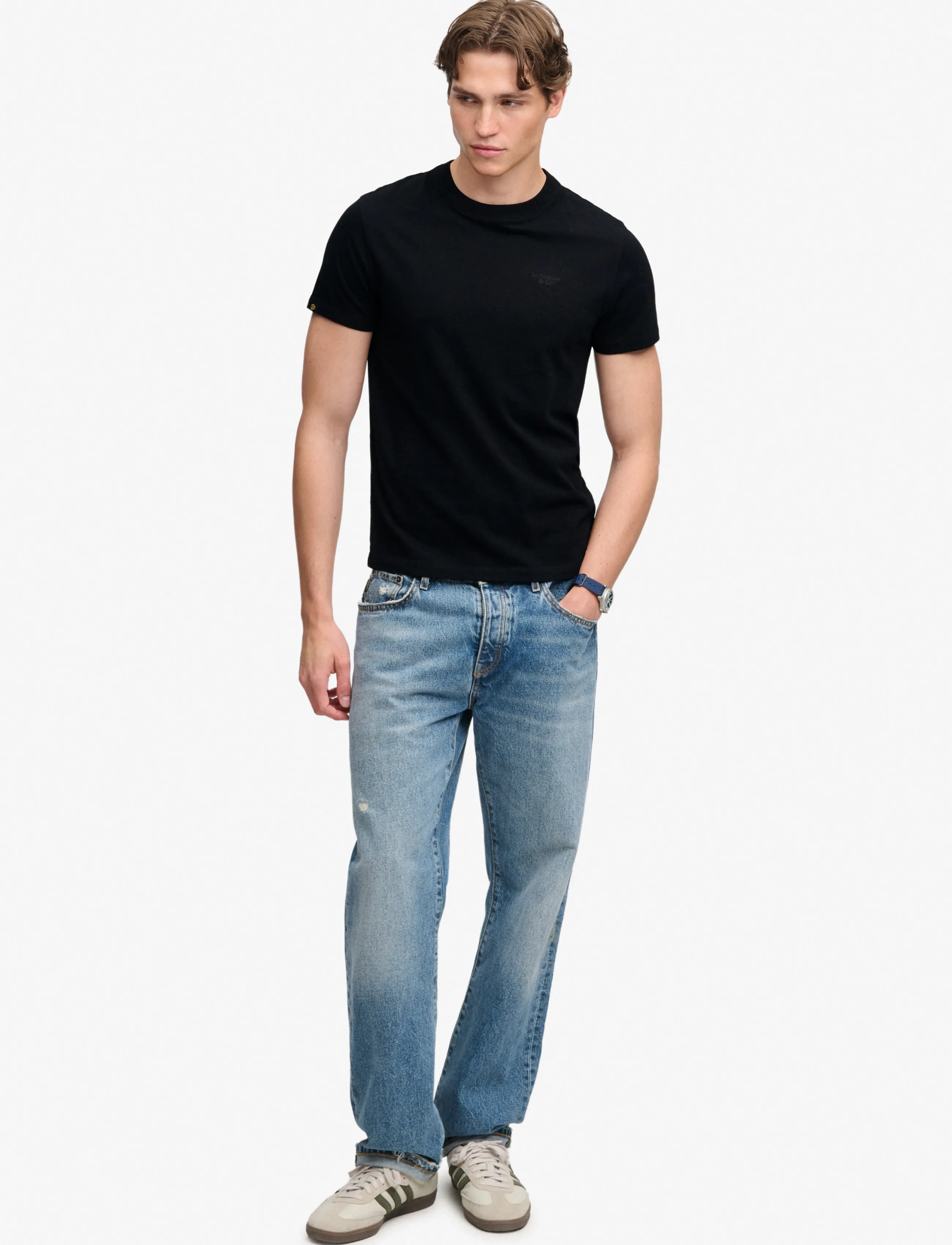 Superdry - ESSENTIAL STACKED LOGO EMB TEE - kurzärmelige t-shirts - black/black - 4