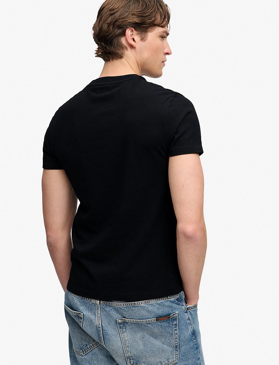 Superdry - ESSENTIAL STACKED LOGO EMB TEE - kurzärmelige t-shirts - black/black - 5
