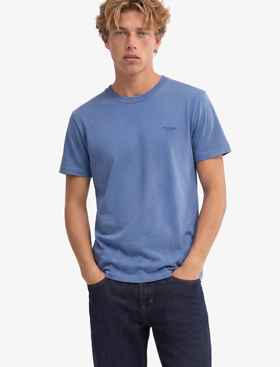 Superdry - ESSENTIAL STACKED LOGO EMB TEE - kurzärmelige t-shirts - colony blue/mid blue - 0