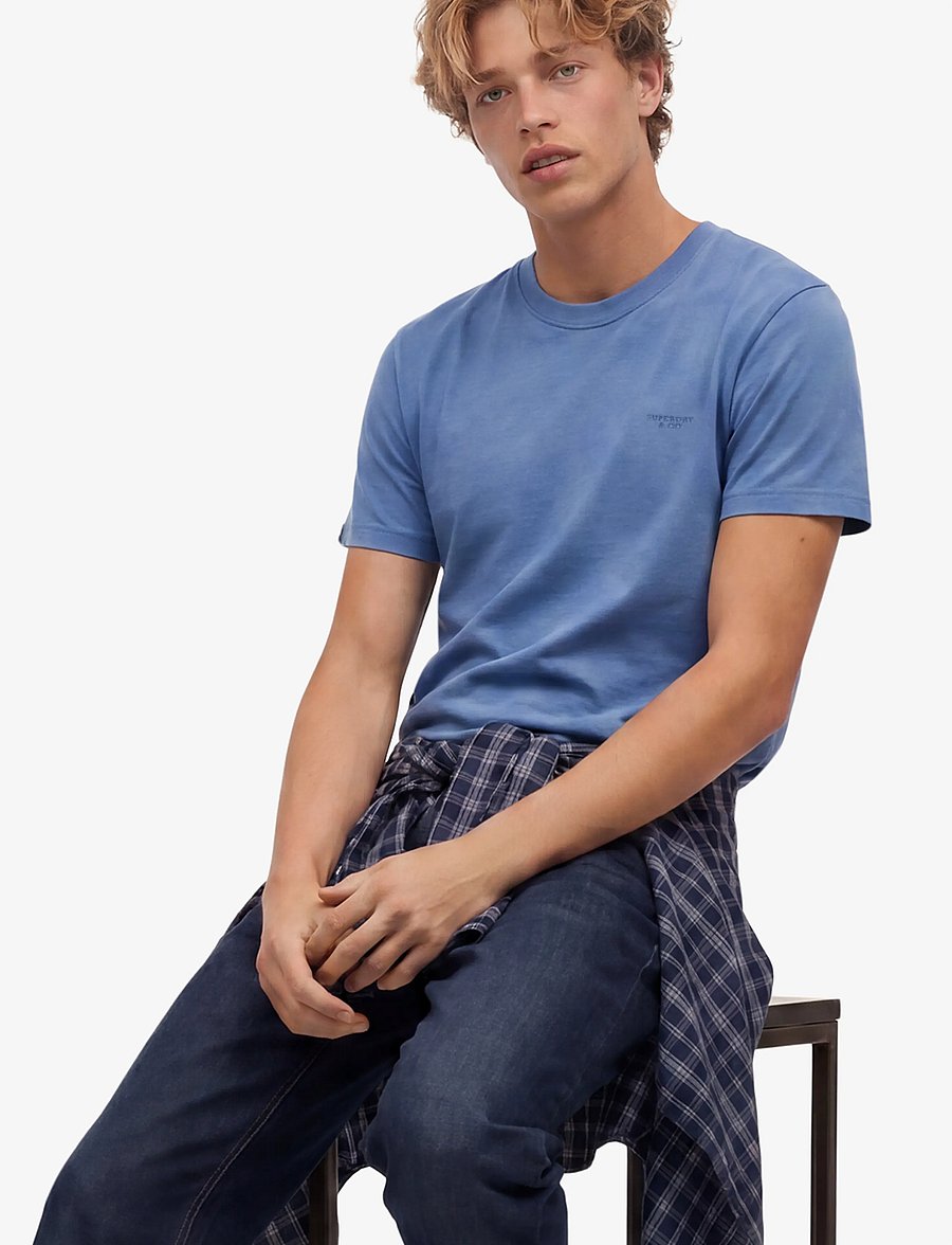 Superdry - ESSENTIAL STACKED LOGO EMB TEE - kurzärmelige t-shirts - colony blue/mid blue - 5