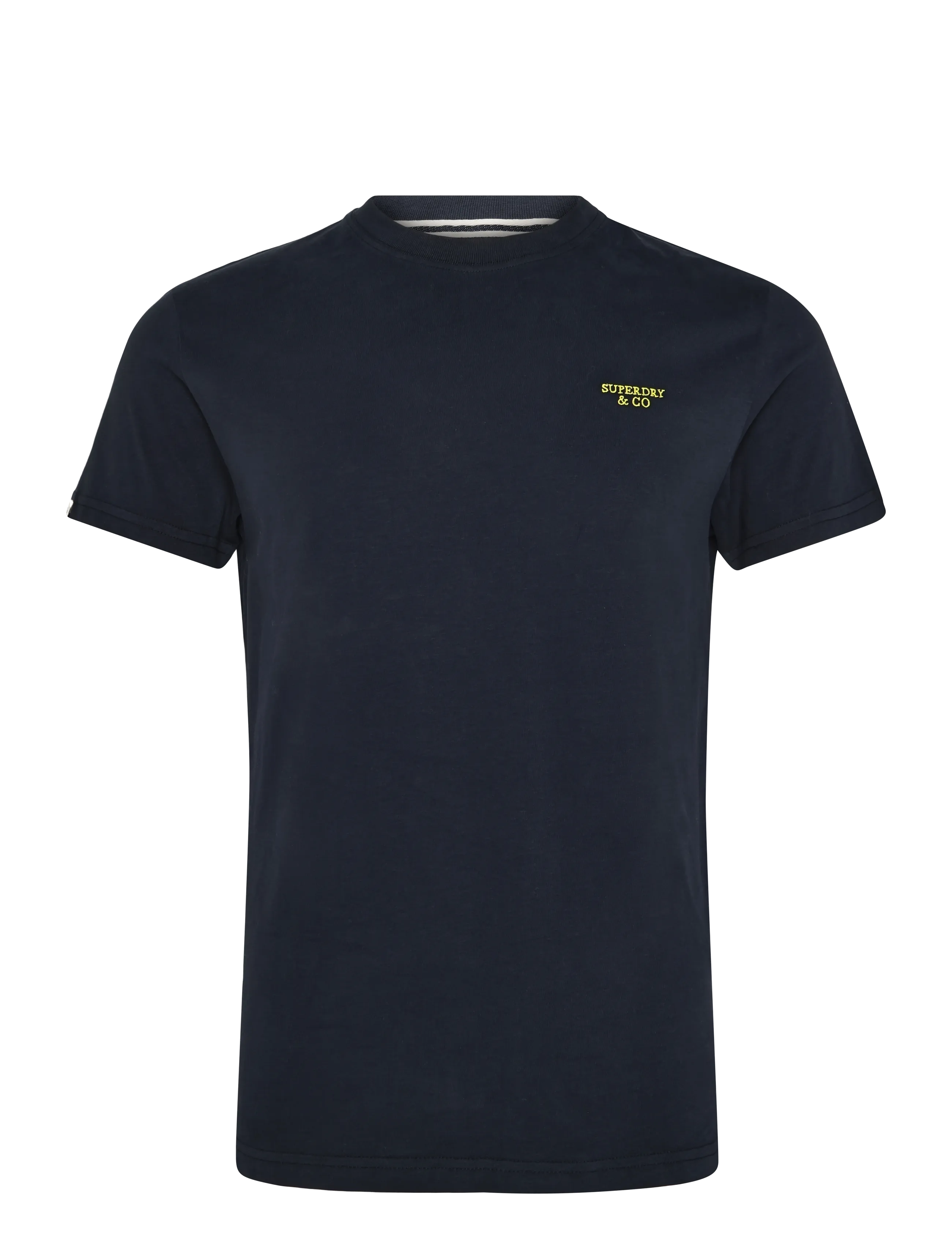 Superdry - ESSENTIAL STACKED LOGO EMB TEE - kurzärmelige t-shirts - eclipse navy/neon lime - 1