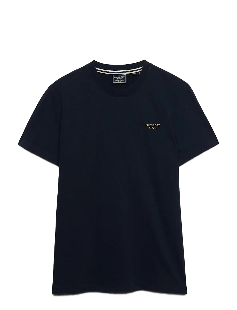 Superdry - ESSENTIAL STACKED LOGO EMB TEE - eclipse navy/neon lime - 1