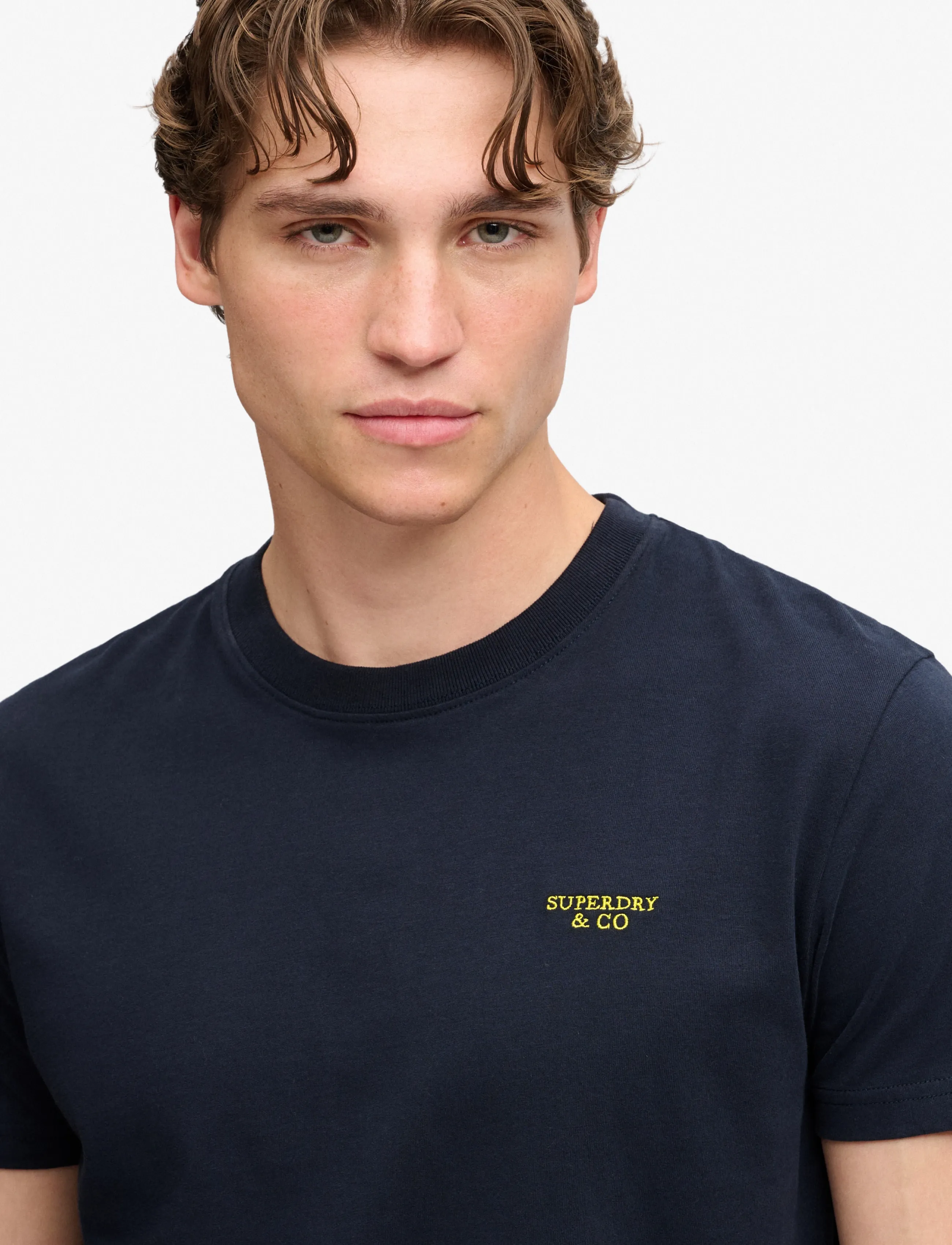 Superdry - ESSENTIAL STACKED LOGO EMB TEE - eclipse navy/neon lime - 2