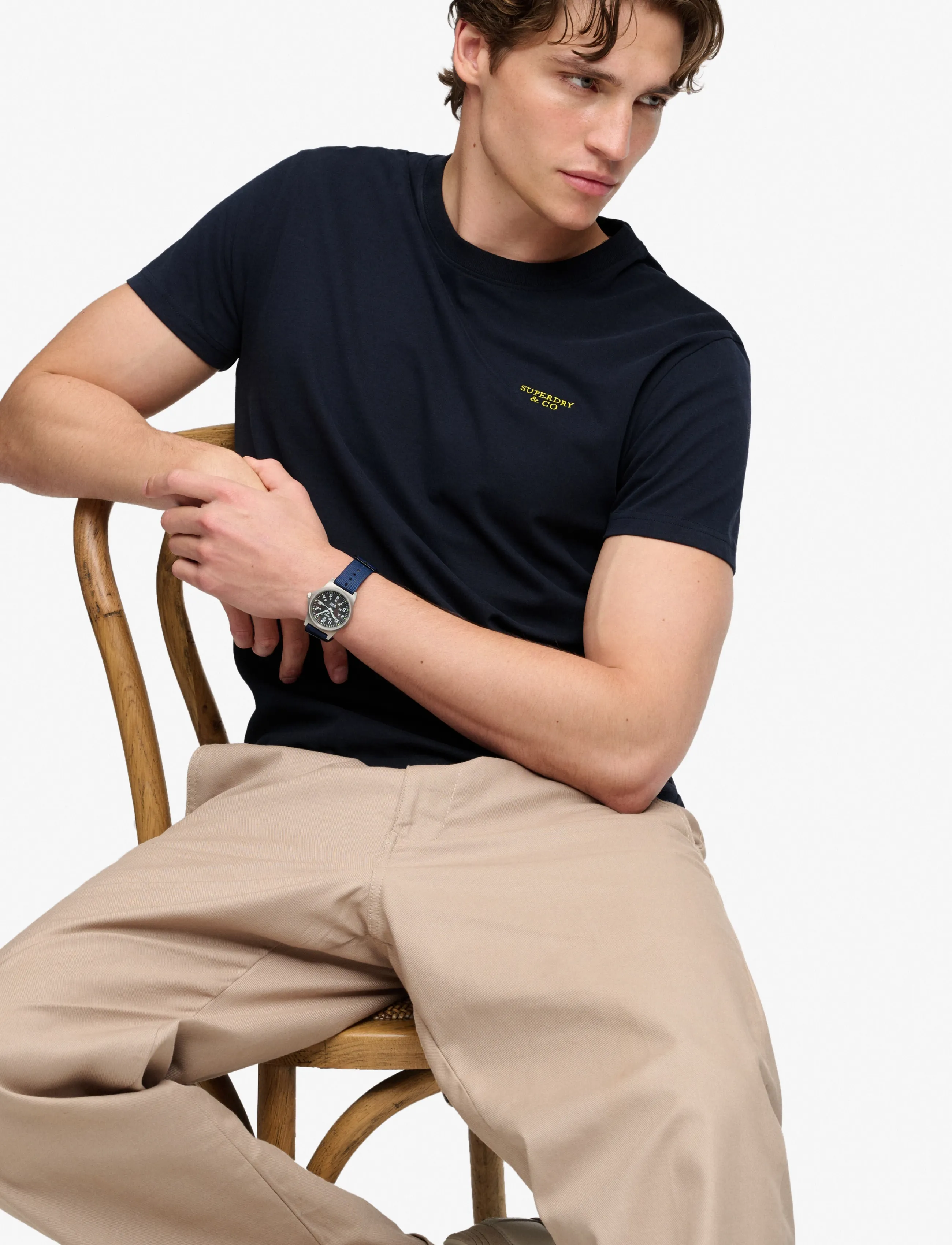 Superdry - ESSENTIAL STACKED LOGO EMB TEE - eclipse navy/neon lime - 3